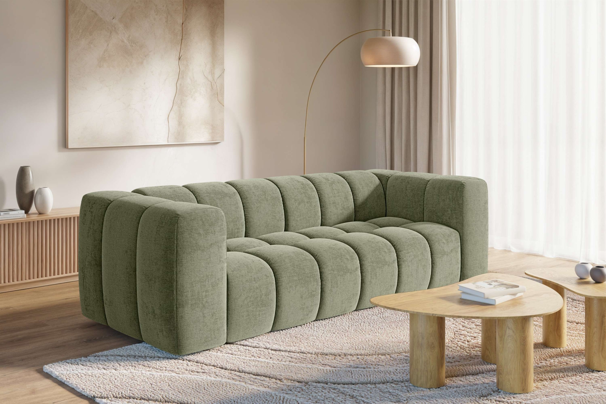 homsy by Ana Johnson Canapé Big »»L« BOUBELLE Design-Sofa mit Steppung, Bubble-Optik, Breite 246 cm« 4-Sitzer mit Wellenunterfederung, L Sitztiefe 63 cm