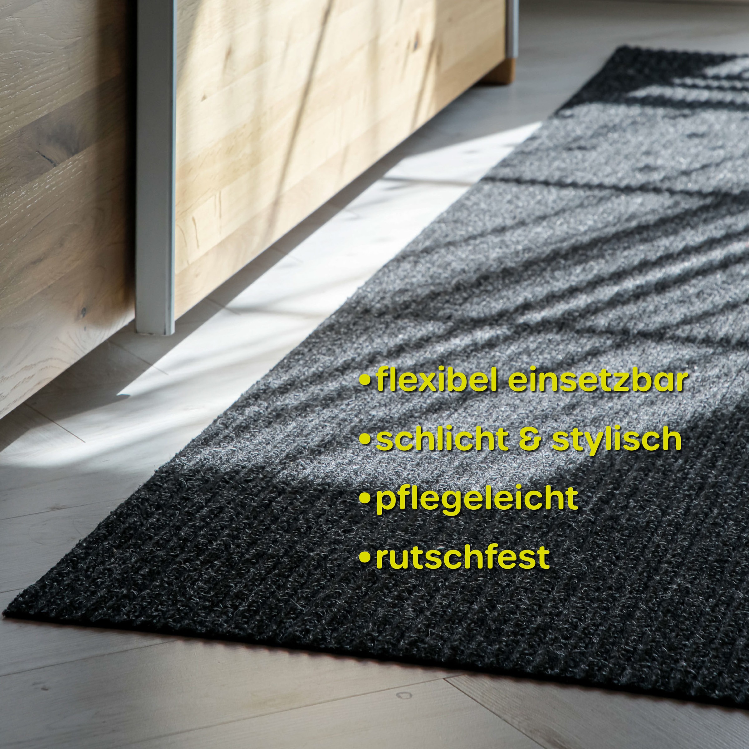 Wecon home Tapis »Buhai« Rectangulaire 3 mm Höhe ultraflacher Schmutzfangläufer, rutschfest, waschbar, wetterfest