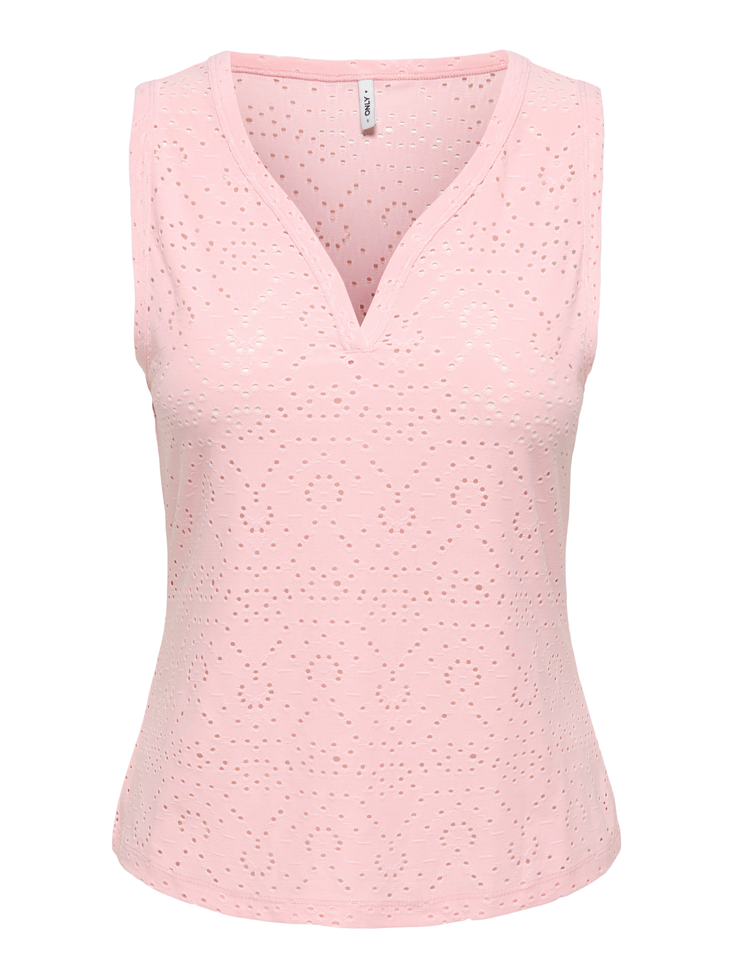 ONLY »ONLSMILLA S/L V-NECK TOP JRS« Mélange de matières, coupe régulière, col en V