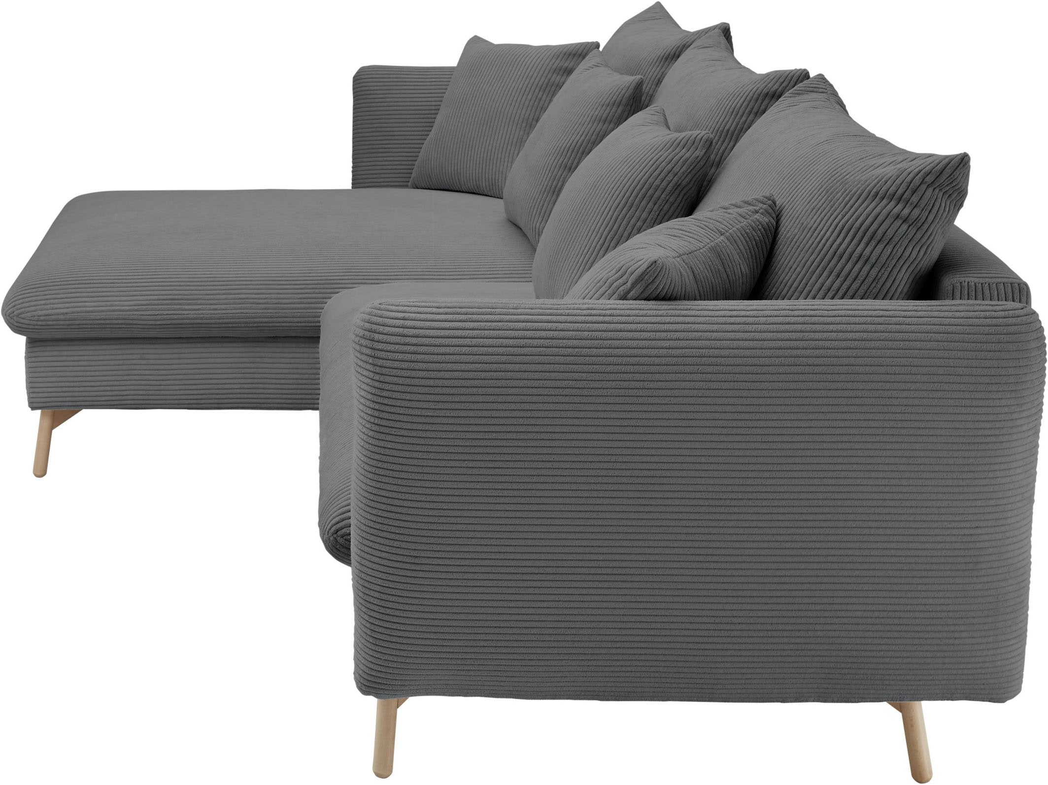 GOODproduct Canapé d'angle »MERLE, 258 cm, L-Form, traumhafter Cord,« avec fonction lit et coffre, surface couchage 224 x 139