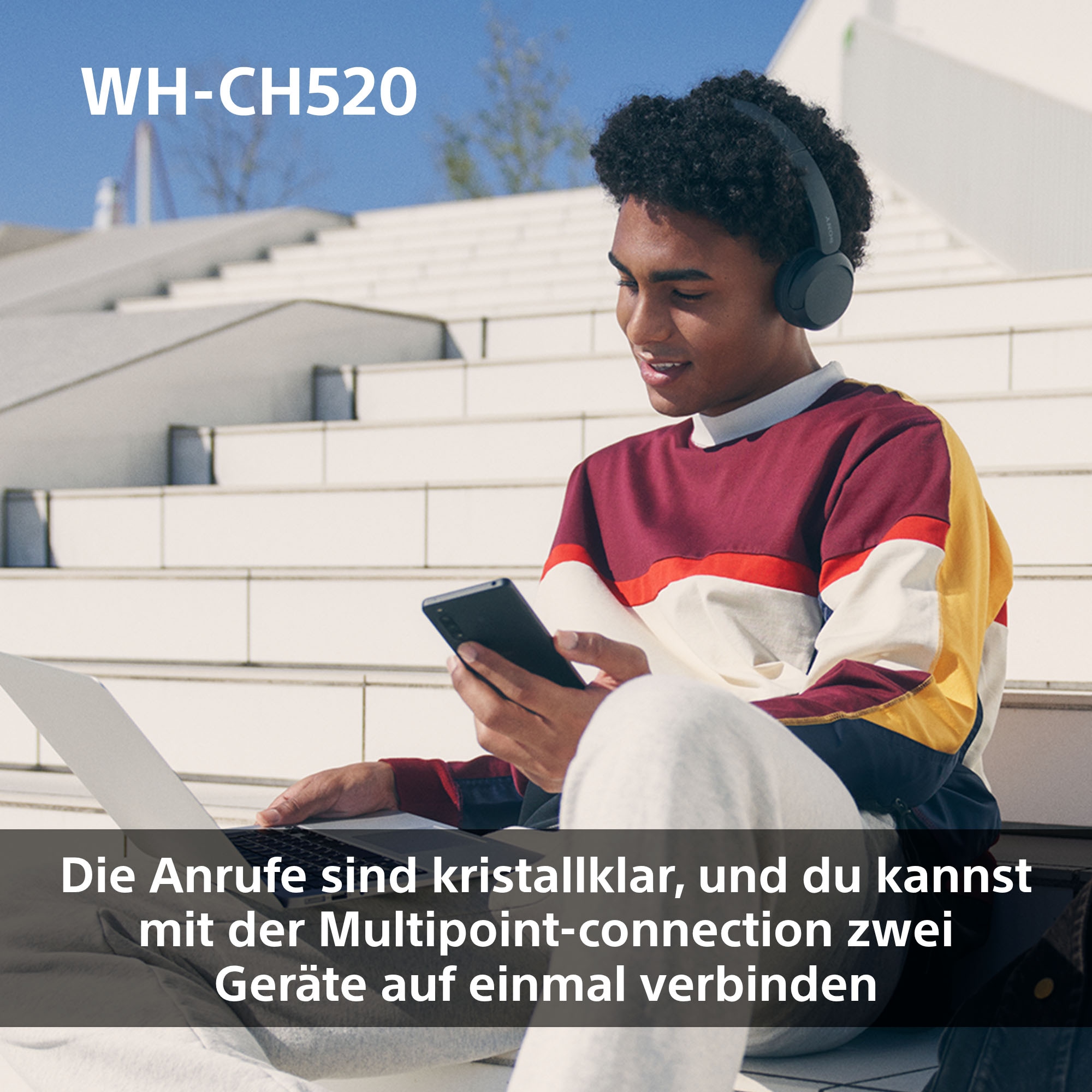 Sony Bluetooth-Kopfhörer »WHCH520« Bluetooth Freisprechfunktion | Rauschunterdrückung | Sprachsteuerung | kompatibel mit Siri 200 Std. Max. Akkulaufzeit (Standby)