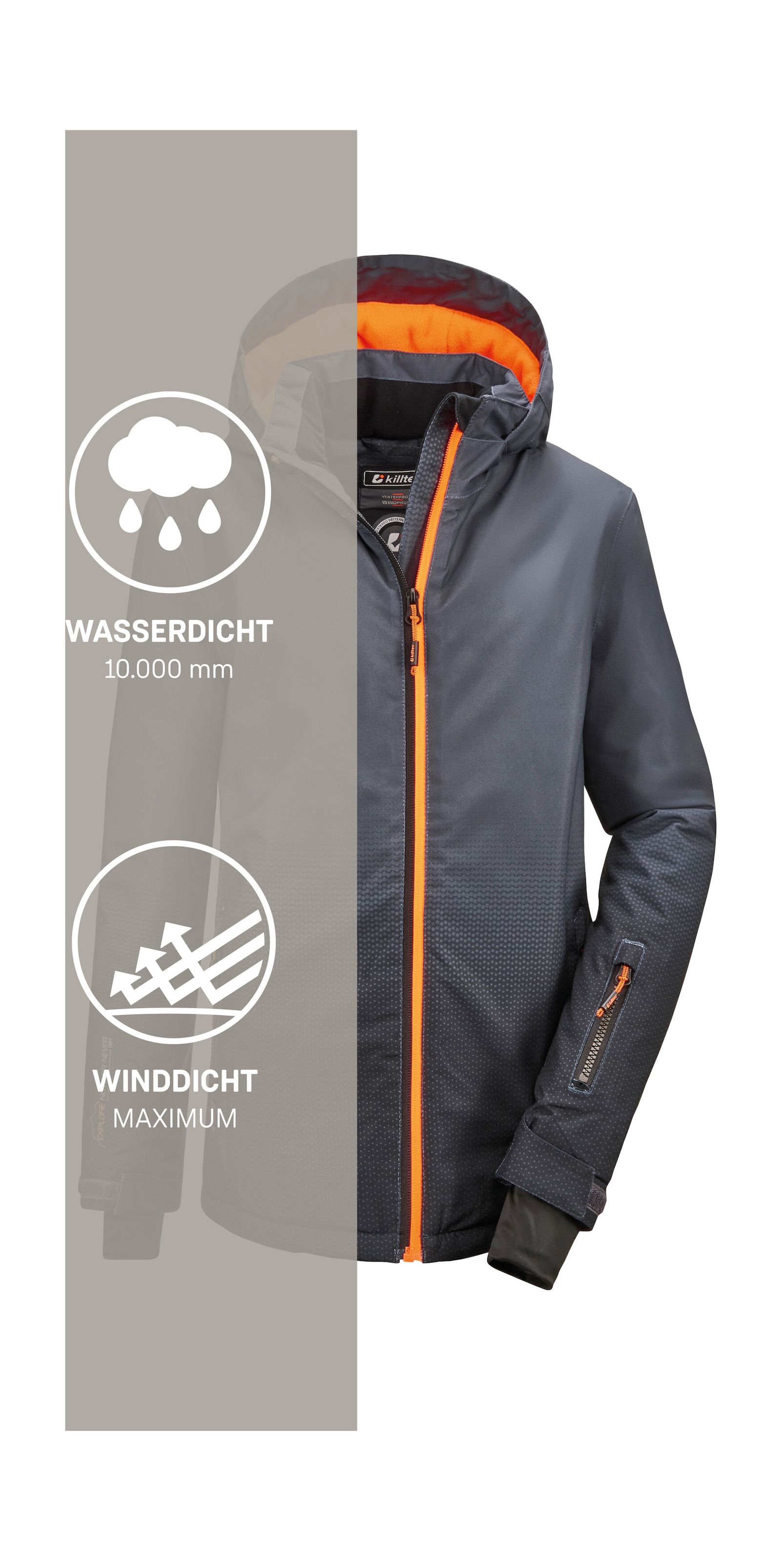 Killtec Veste d'extérieur »Lynge BYS JCKT E« Wasserdichte Funktionsjacke mit Schneefang und coolem Design