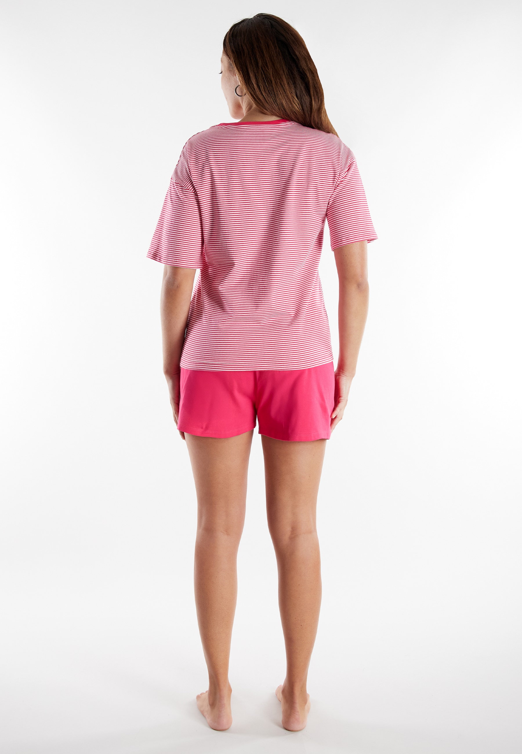 TOM TAILOR Shorty court, manches mi-longues, encolure ronde, mélange coton