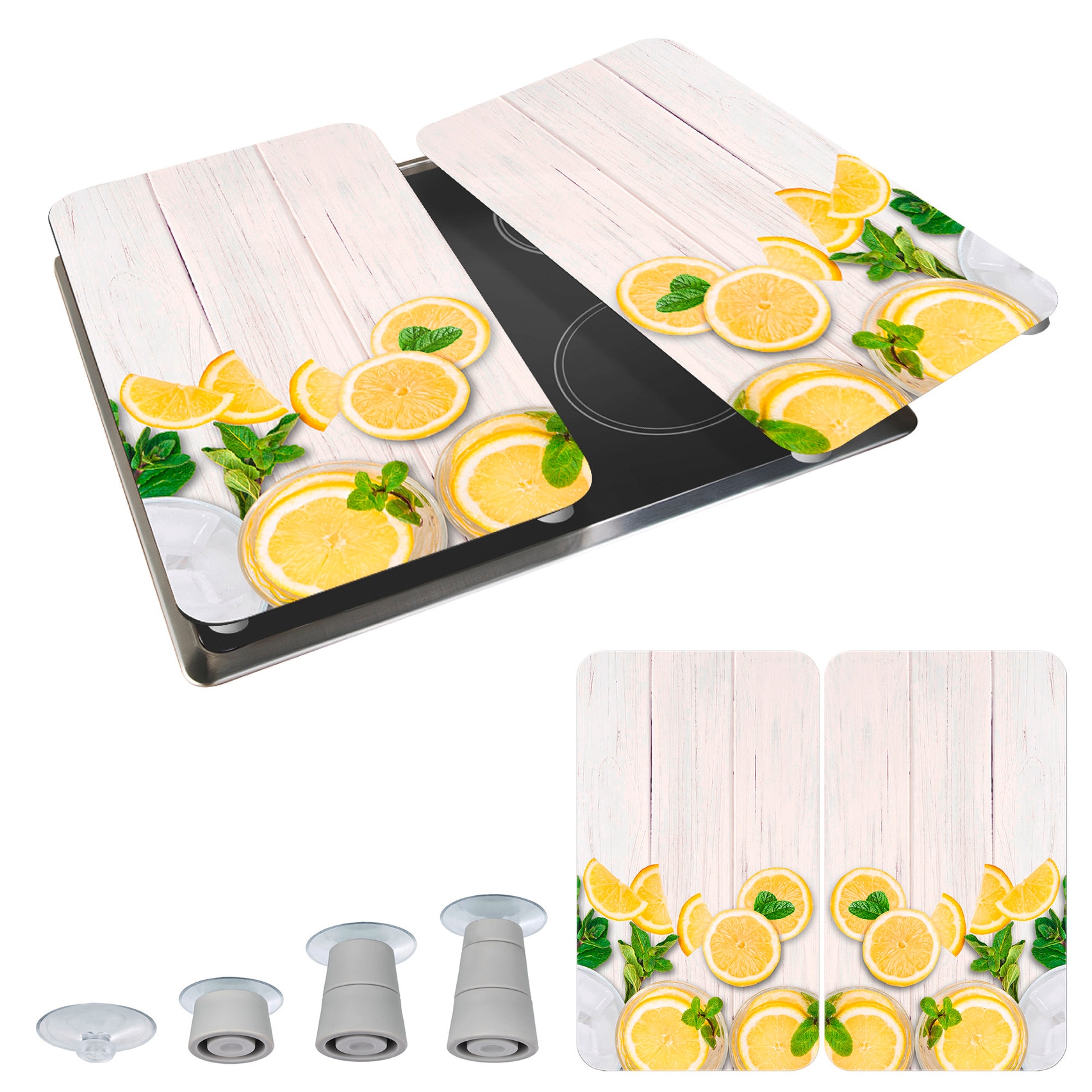 WENKO Herd-Abdeckplatte »Universal Modell Zitronen« Herdabdeckung für alle Herdarten, kratzfest, mit rutschfesten Füssen