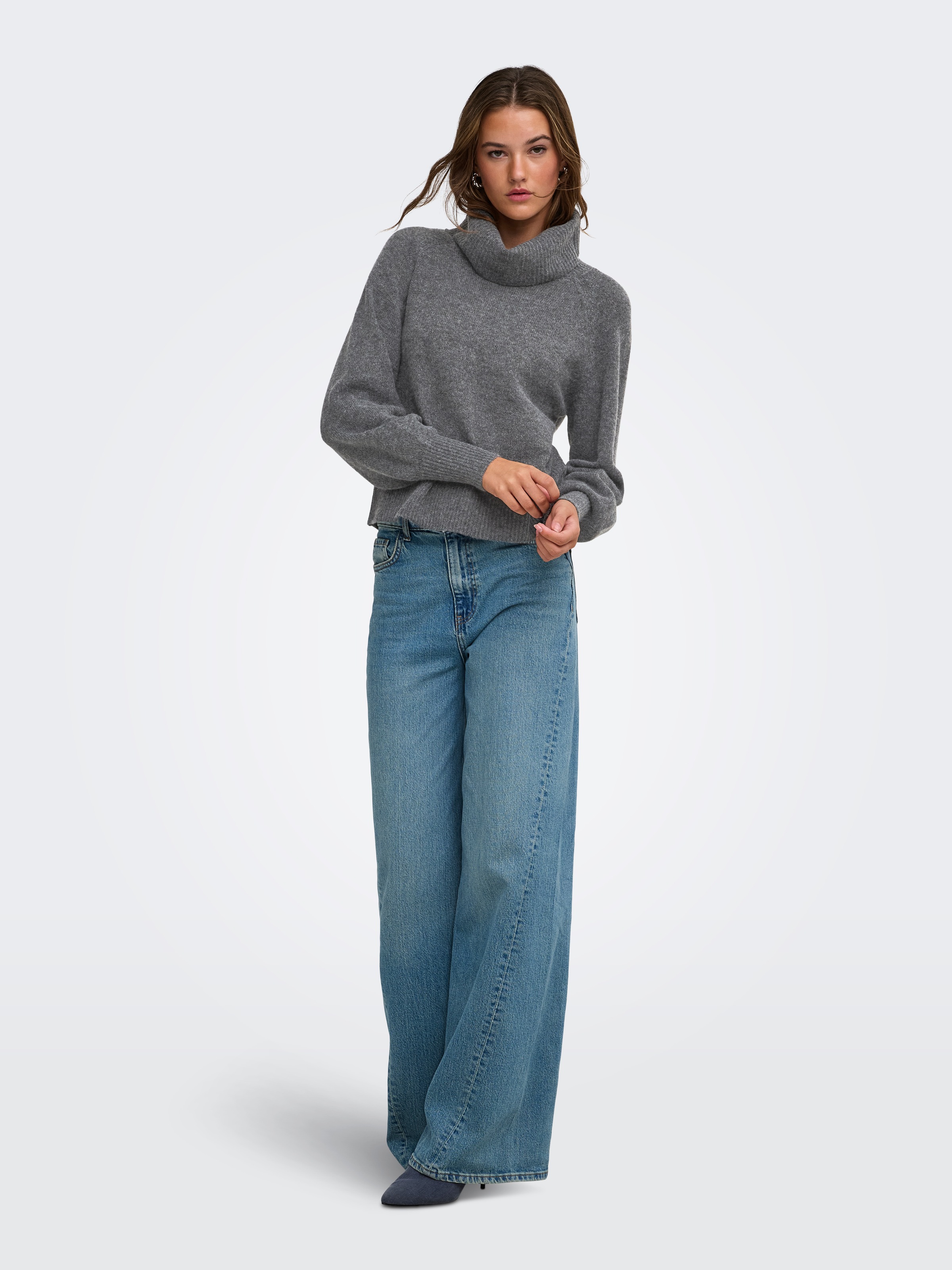 ONLY Pull à col roulé »ONLOLIVIA LS ROLL NECK CC KNT« mélange de matériaux, coupe régulière