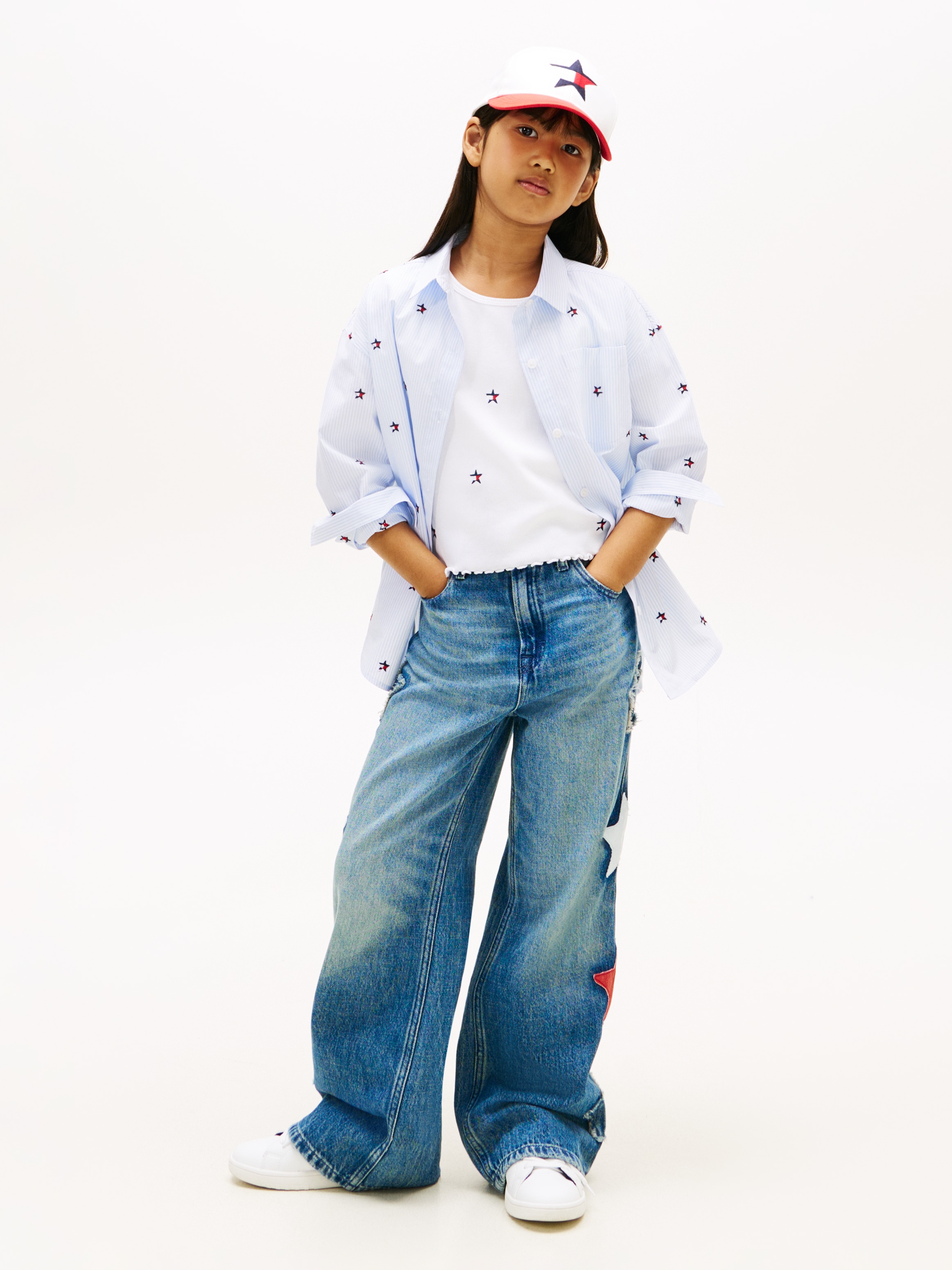 Tommy Hilfiger Blouse chemise »STRIPED STAR SHIRT LONG SLEEVE« Enfants jusqu'à 16 ans, avec broderies