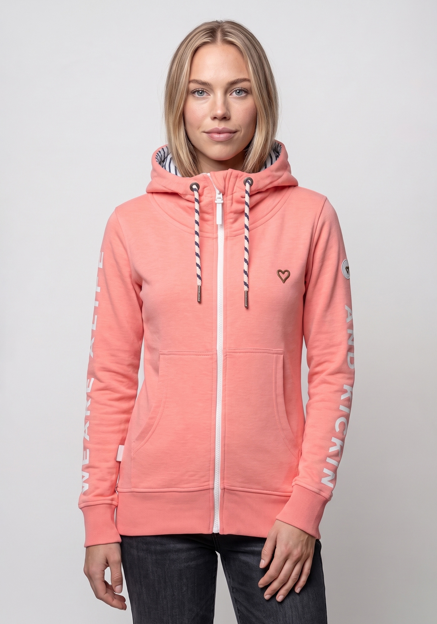 Alife & Kickin Sweatjacke »JessyAK A« leichte Kapuzensweatjackemit Logo-Schriftzug auf den Ärmeln
