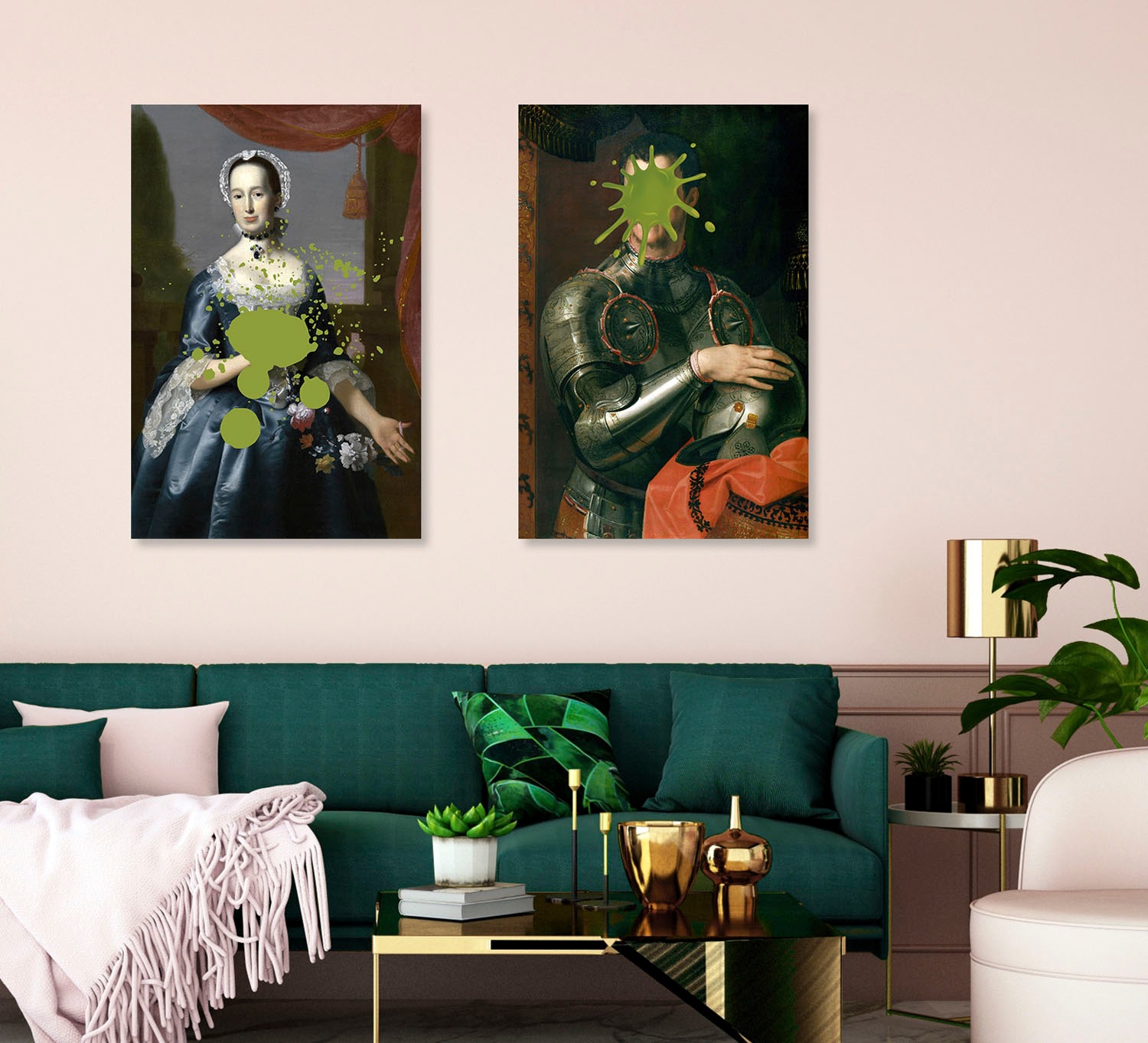 queence Tableau en verre acrylique »Frau mit Farbklecks« Fine Art-Print in Galeriequalität