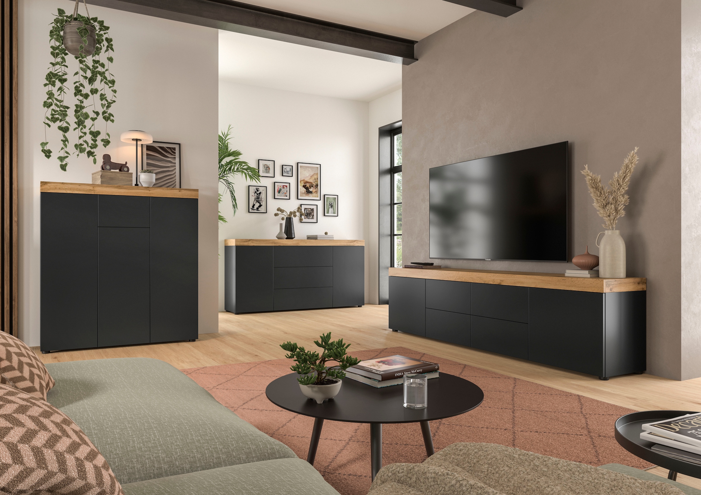 GOODproduct Table basse »MAMBO, Breite 200cm, 2 Türen, 4 Schubkästen, push-2-open« 2 farbige Ausführung, in verschiedenen Farben erhältlich, 1 cuis tlg. Lowboard, TV Unterschrank, Tv-Schrank, Wohnzimmer