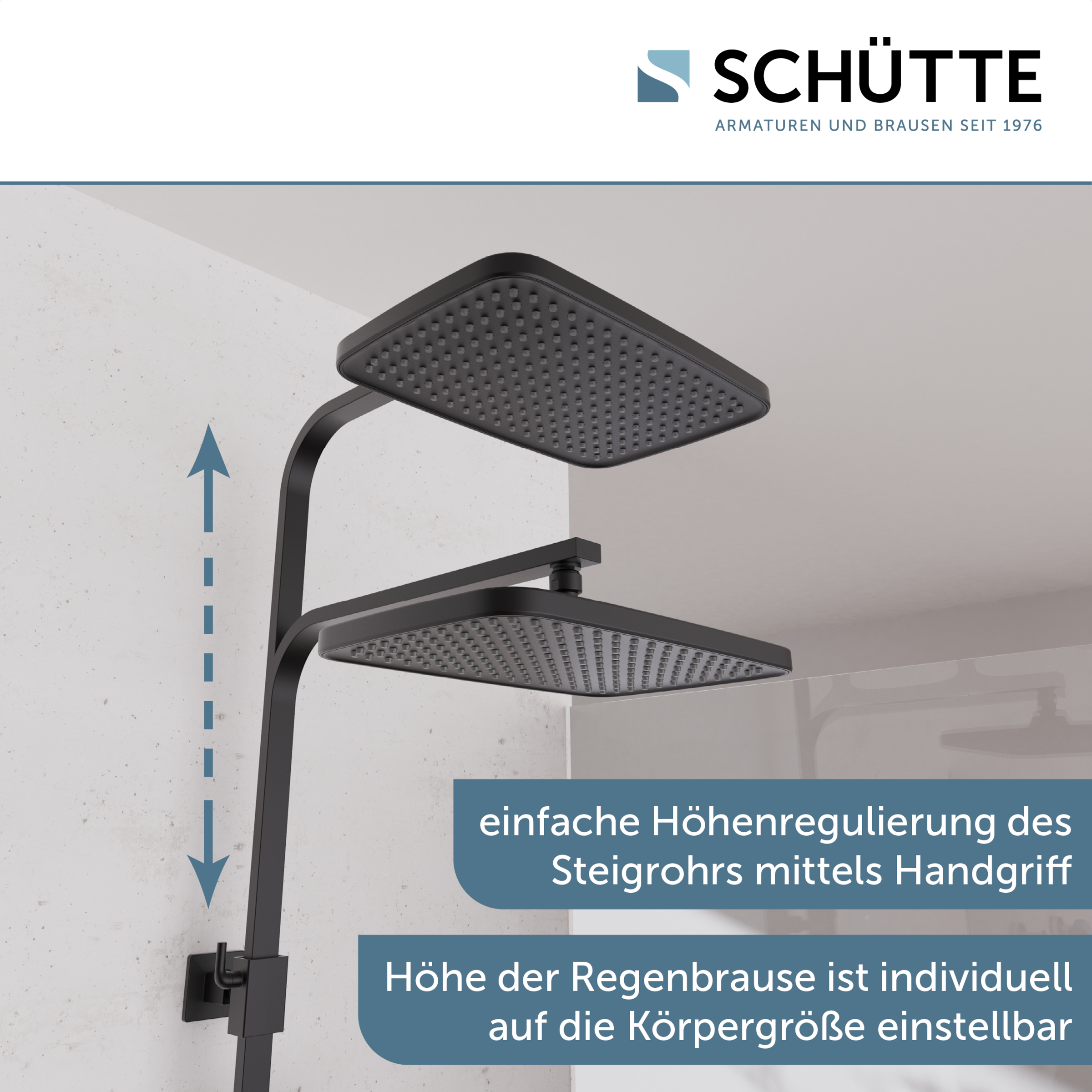 Schütte Brausegarnitur »GRAN CANARIA« Komplett-Set,  Regendusche 30x20 cm, Umsteller, Antikalk, 3 Strahlarten, Thermostat