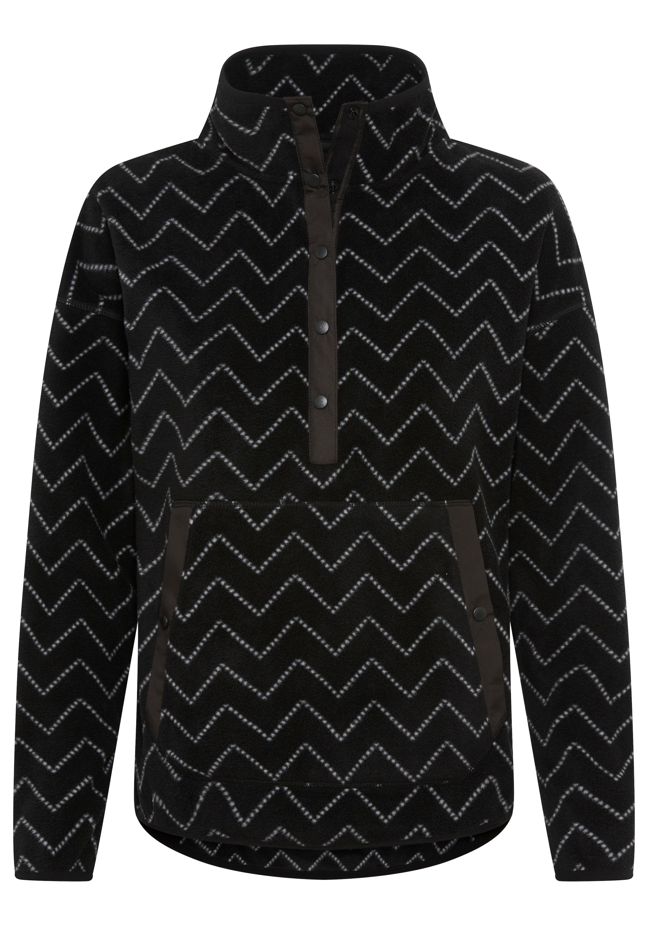 Polarino Fleecepullover mit Colourblocking-Optik,  mit Kängurutasche,  aus Fleecestoff