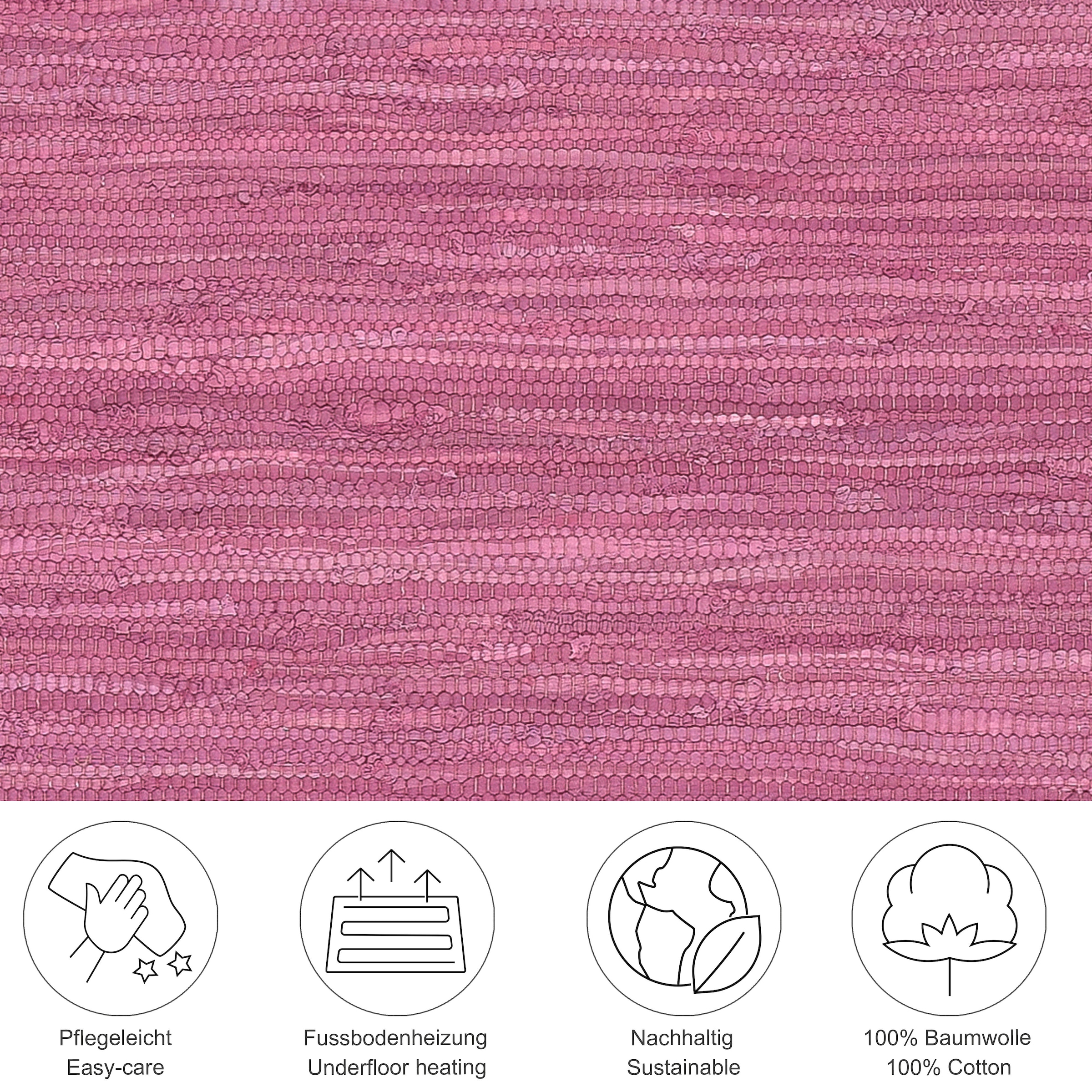 THEKO Teppich »Happy Cotton Fleckerl, handgewebt« rechteckig 5 mm Höhe Flachgewebe, reine Baumwolle, meliert, mit Fransen, auch als Läufer
