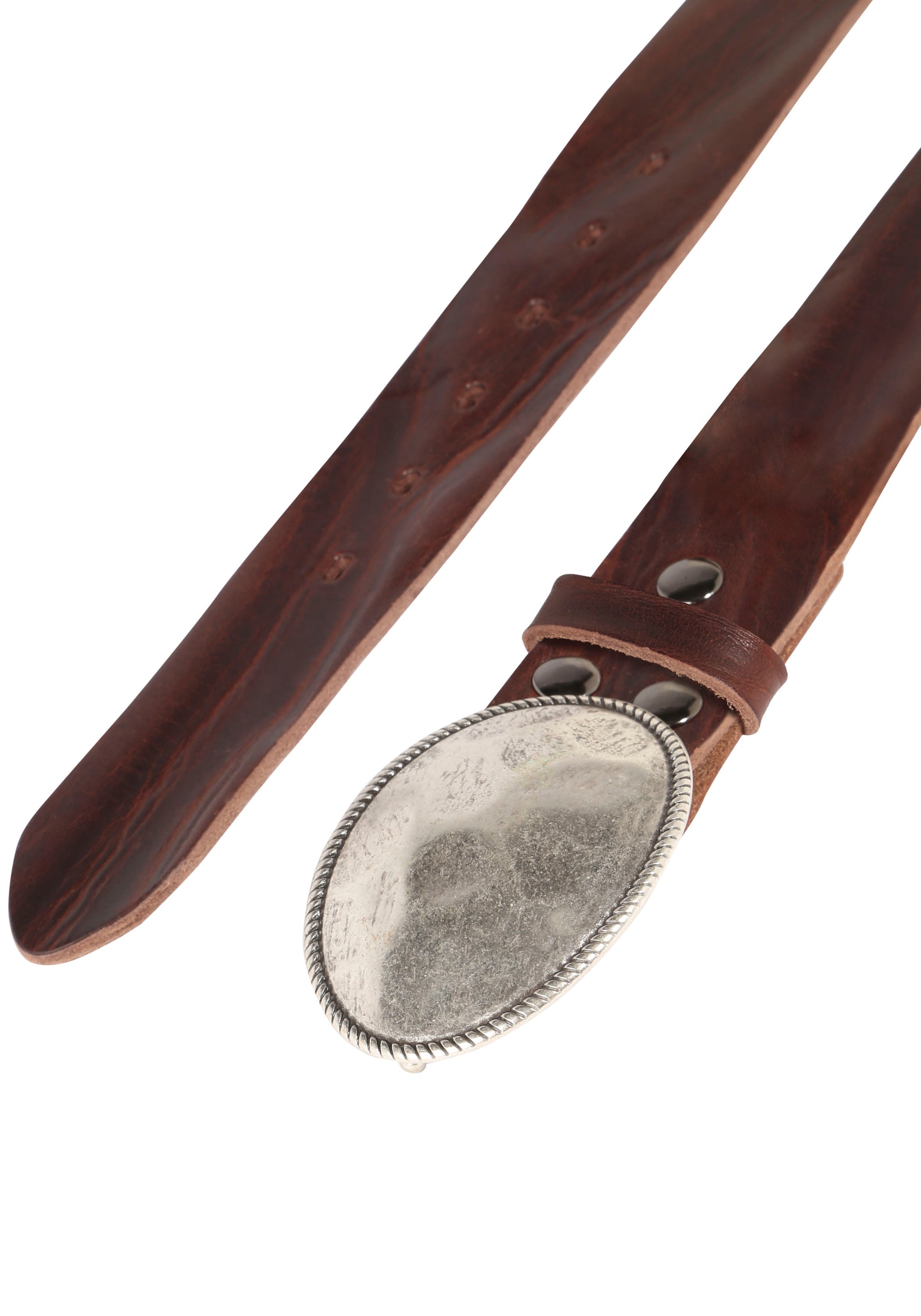 Rettungsring Gürtel Ledergürtel , mit austauschbarer Schliesse »Oval Matt Gehämmert«