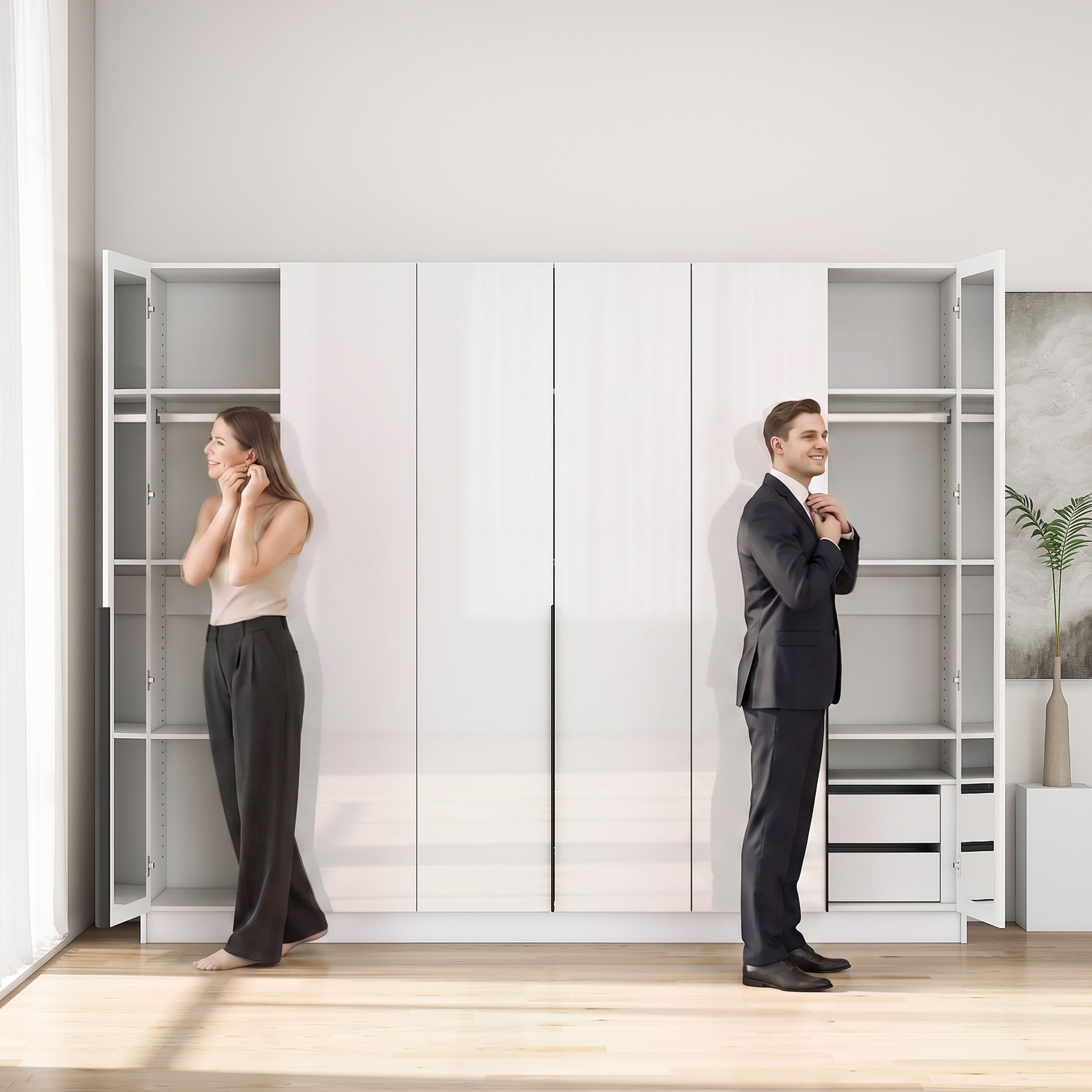 GOODproduct Kleiderschrank »Annor Schlafzimmerschrank Breite 242cm hochglanz Schrank Garderobe« Drehtürenschrank mit perfekter Innenausstattung - elegante Türgriffe
