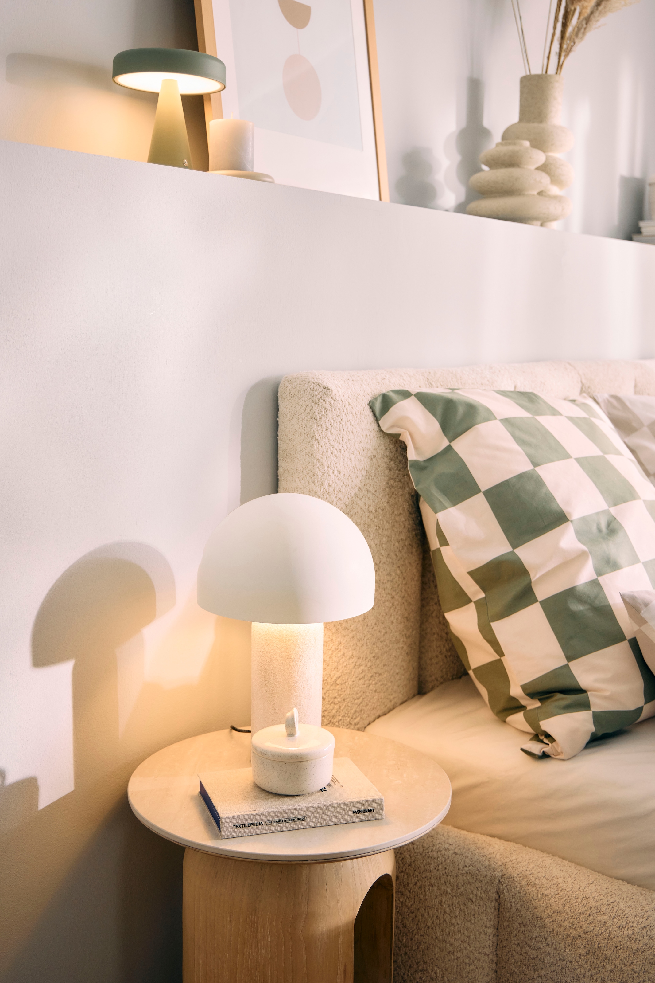 homsy by Ana Johnson Tischleuchte »LUMEVA Pilz Lampe« E14 warmweiss - kaltweiss Keramik, Pilzleuchte, Höhe 38cm, beige, Metall, E14 Fassung