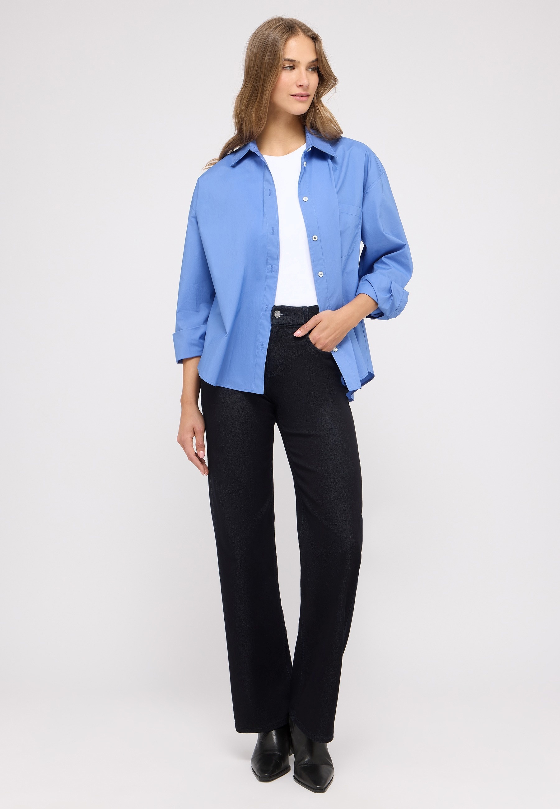ANGELS 5-Pocket-Jeans »LIZ SPORTY« weite Passform, mit 1-Knopf-Form, mit Metallreissverschluss