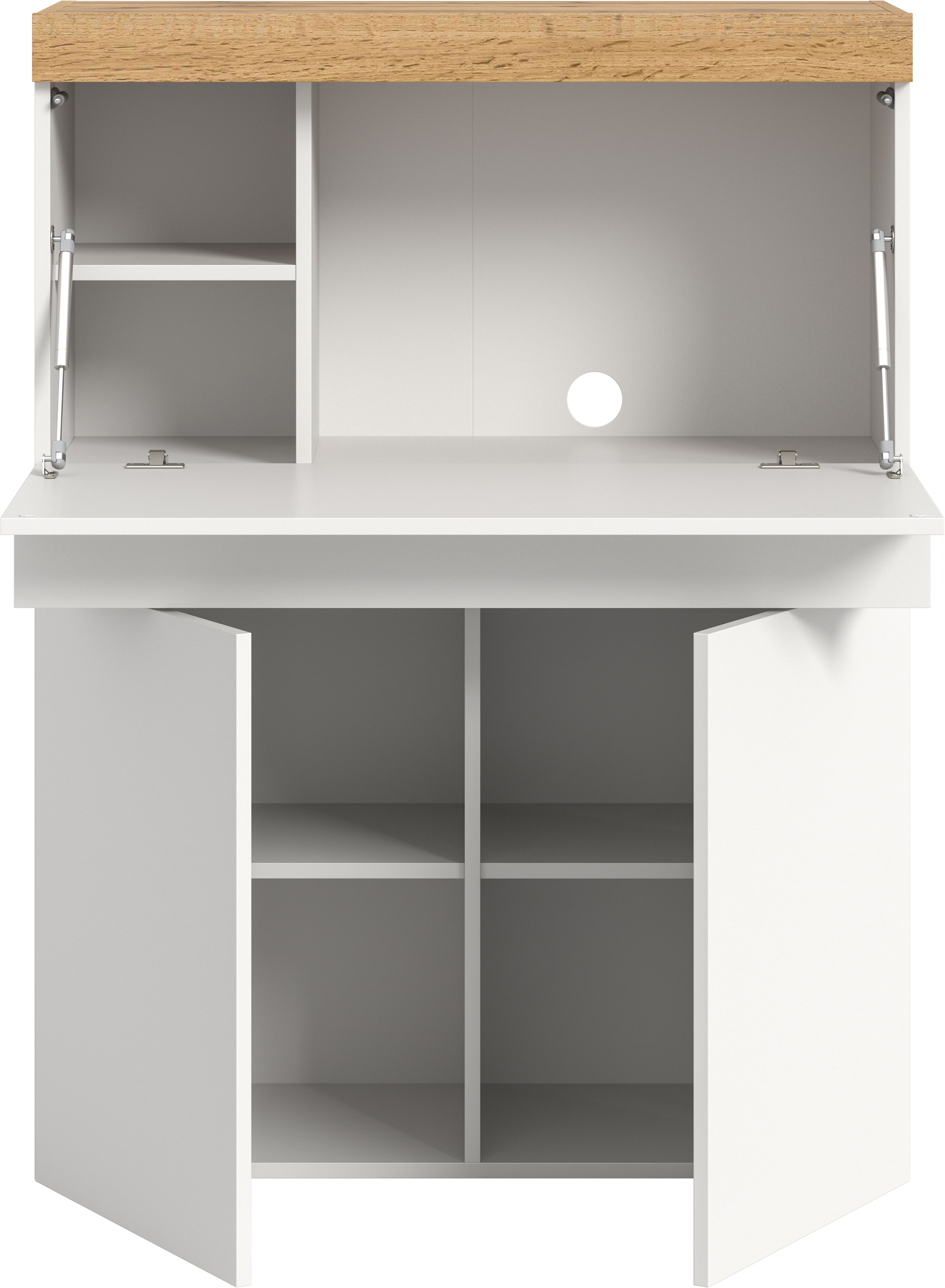 GOODproduct Sekretär »MAMBO, Höhe 122cm, Home-Office-Schreibtisch, PC-Schrank« 2 Türen, 1Klappe, 7 Fächer, 1 Schubkasten, 3 höhenverstellbare Böden,  Multifunktional mit viel Stauraum, klappbare Tischfläche