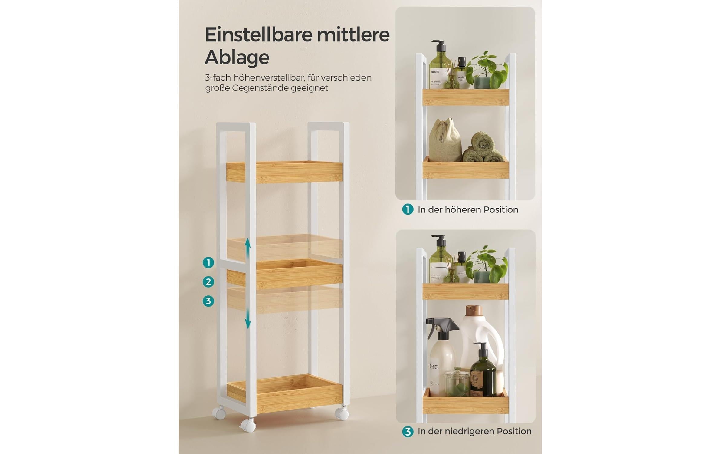 SONGMICS Regal »mit 3 Ebenen 30 x 20 x 80 cm«