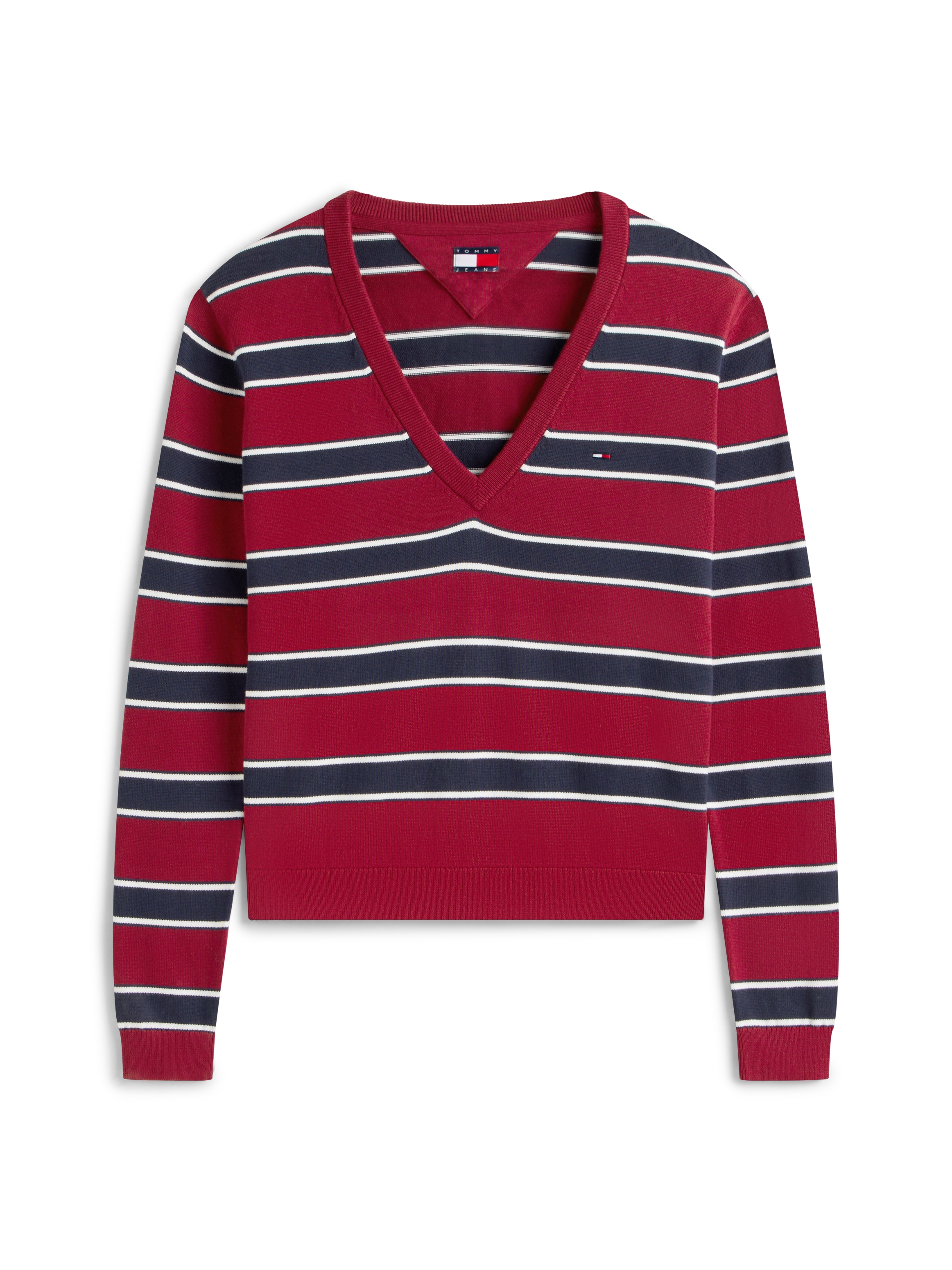 Tommy Jeans V-Ausschnitt-Pullover »TJW ESSENTIAL VNECK SWEATER EXT« mit Logostickerei