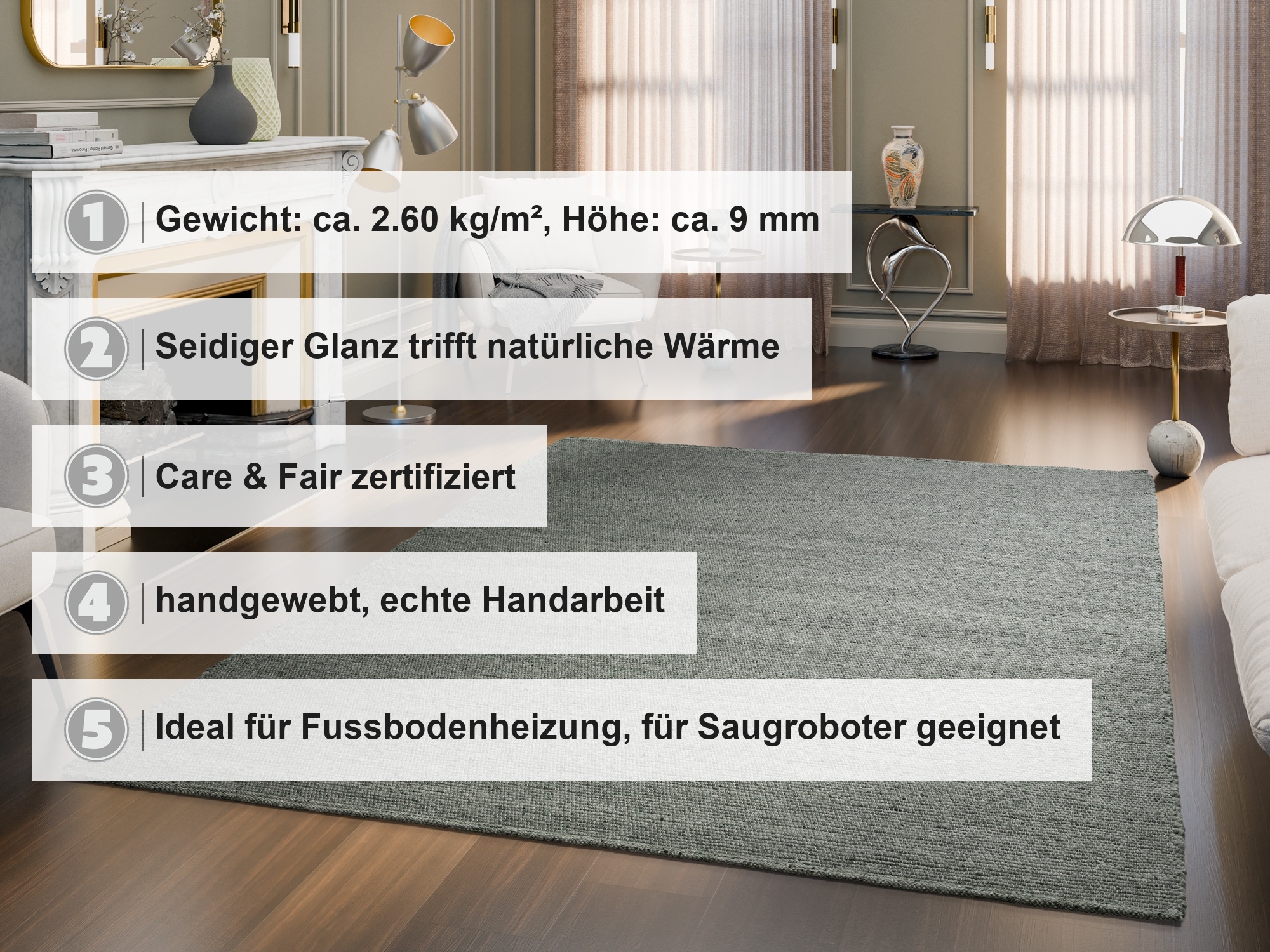 OCI DIE TEPPICHMARKE Tapis »TINY , Wendeteppich« Rectangulaire 9 mm Höhe tissé à la main, 50 % laine, fibre naturelle