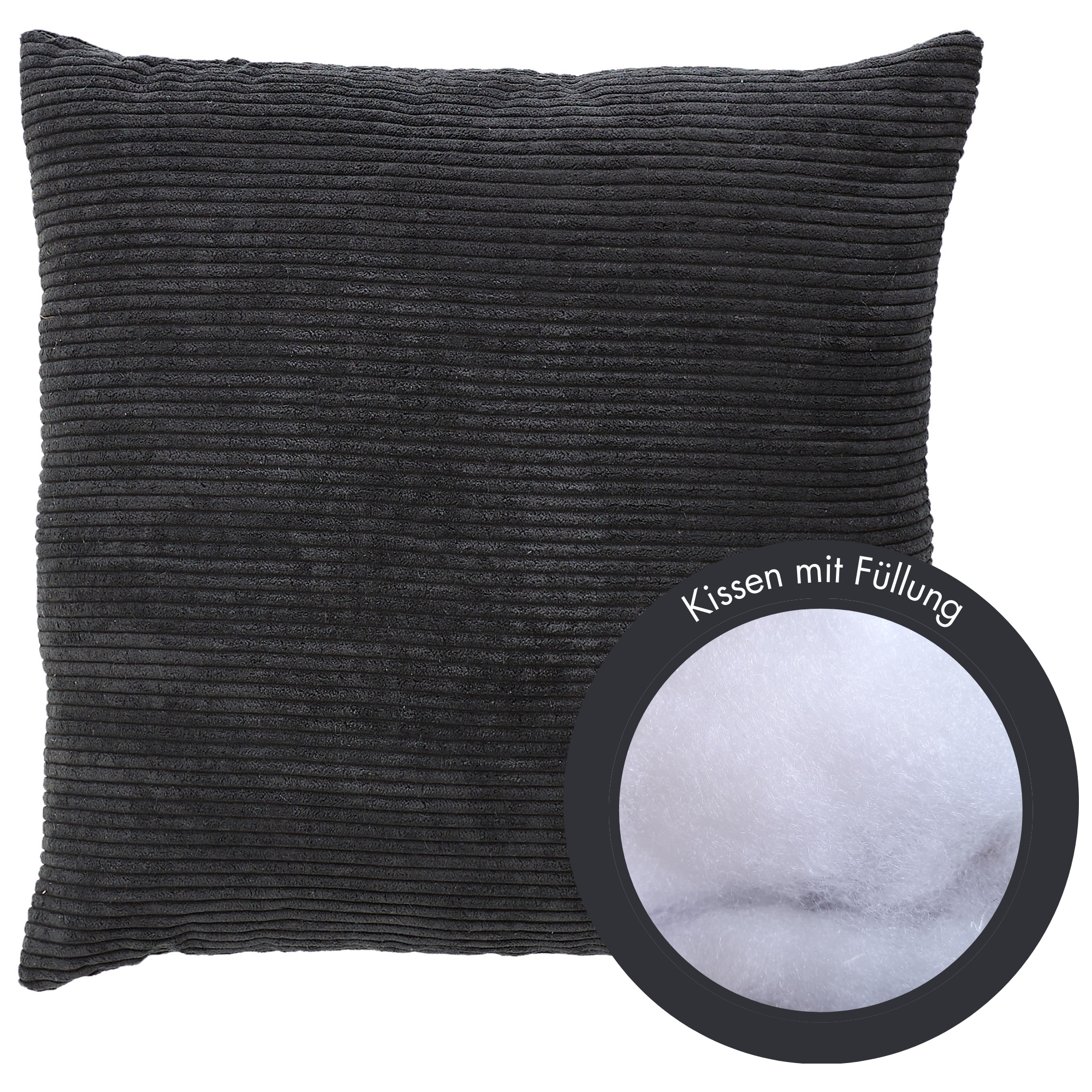 Andiamo Coussin décoratif »Cord Kissen Emy, Kissenhülle mit Füllung« coussin de canapé, carré, 40x40 ou 30x50 cm, également disponible en lot de 4
