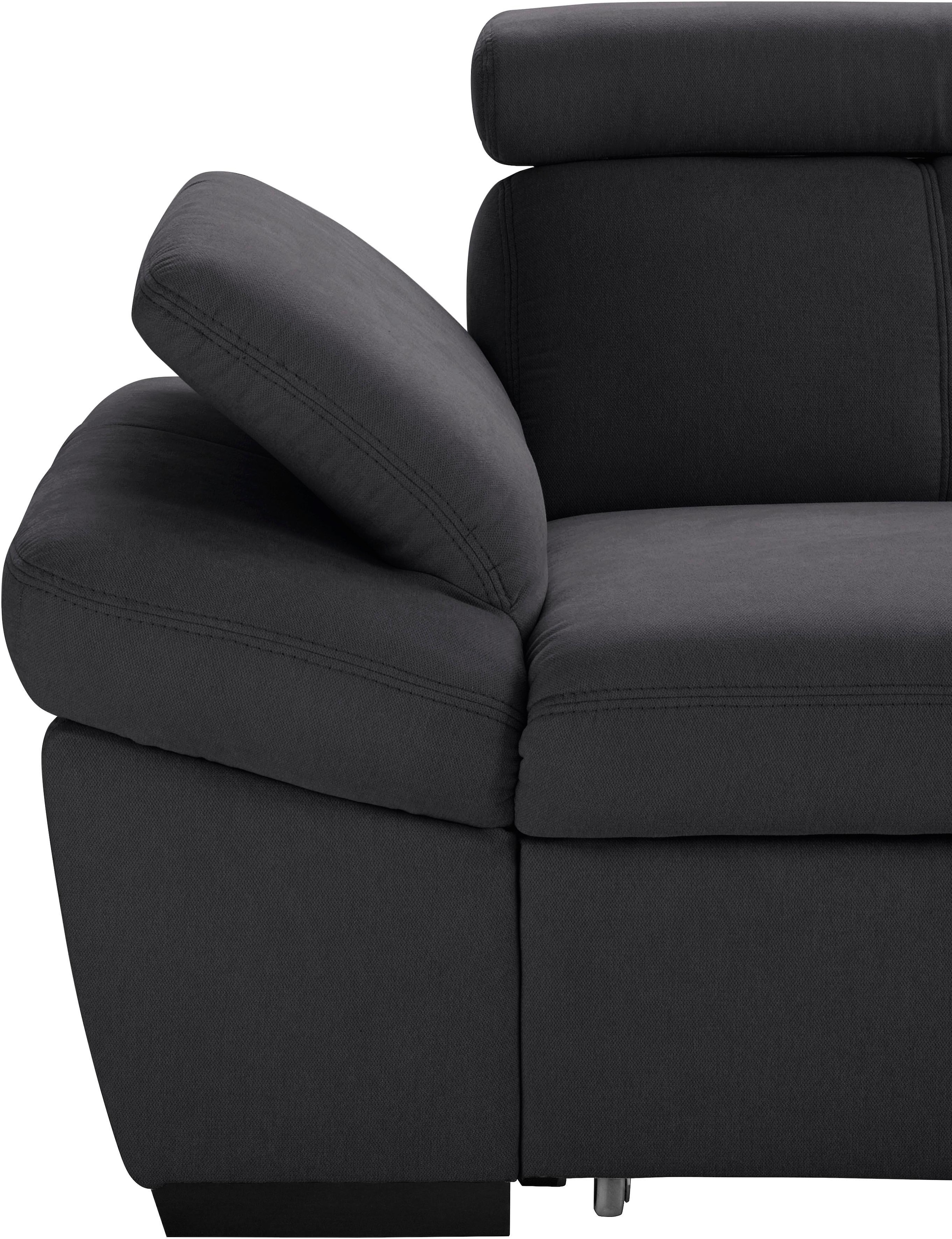 exxpo - sofa fashion Ecksofa »Salerno, inkl. Arm-& Kopfteilverstellung, bequem, Breite 280cm, L-Form« wahlweise mit Bettfunktion und Bettkasten, tolle Detailverarbeitung