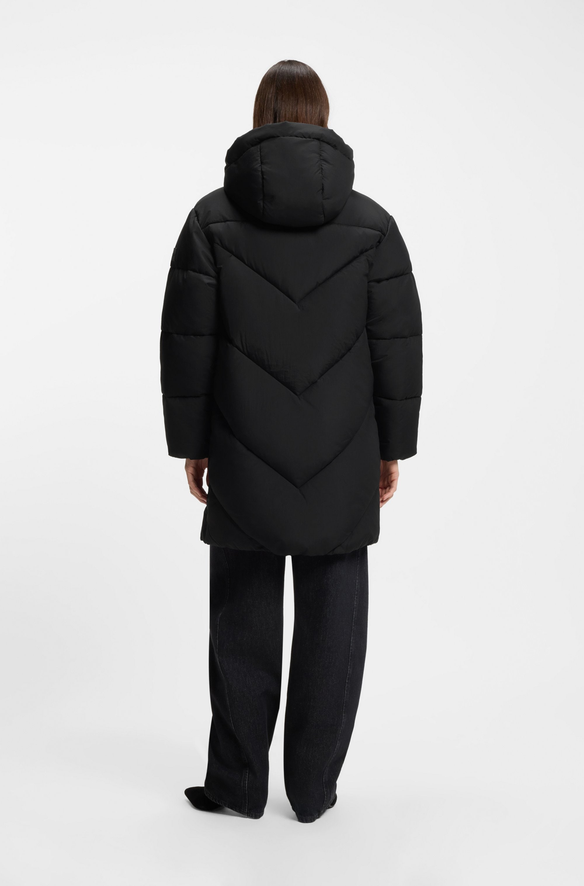 BOSS ORANGE Manteau matelassé »Piapolly Premium Damenmode« mit Kapuze, Chevron-Steppung