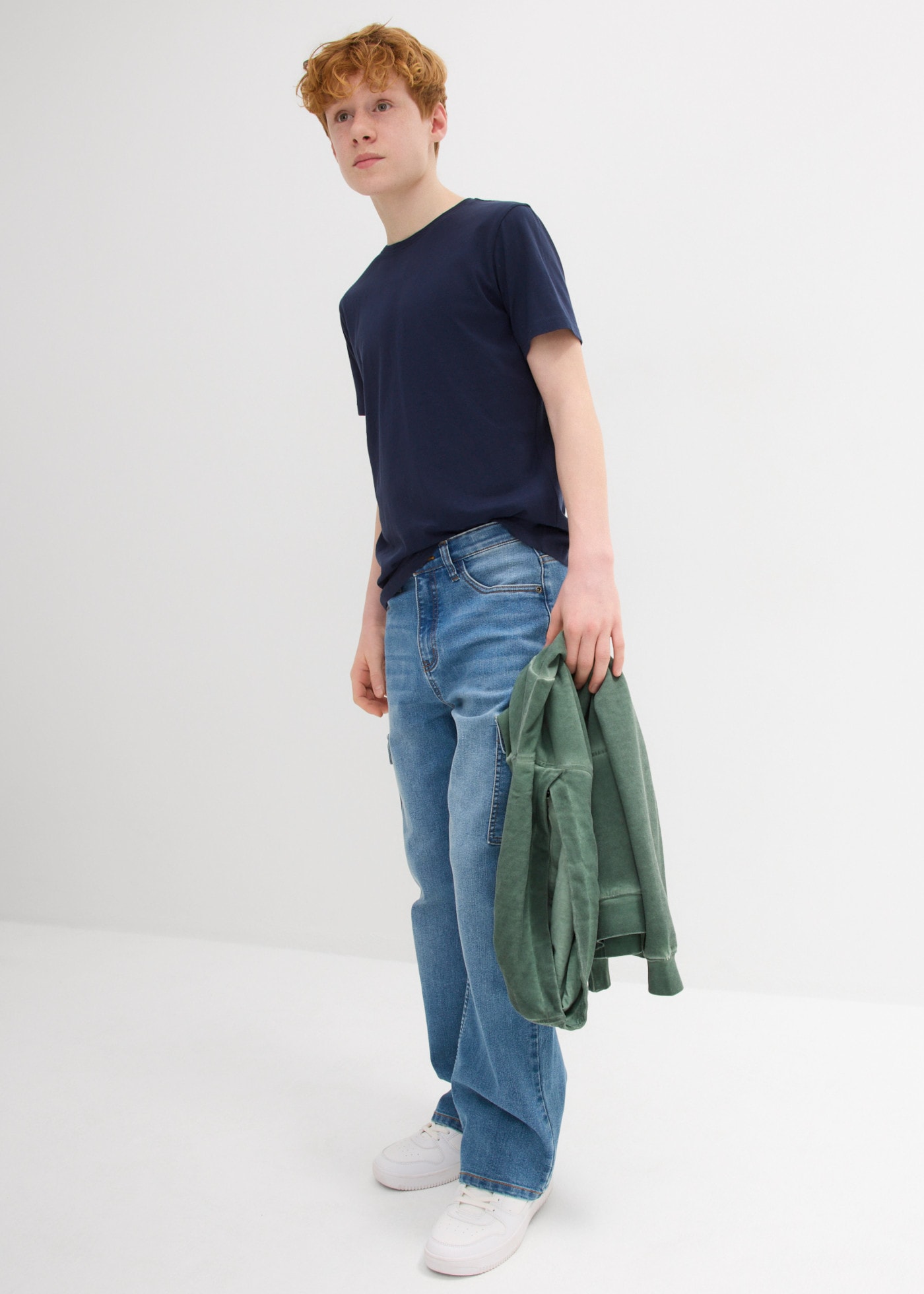 bonprix T-shirt Paquet, lot de 3,  en coton doux pour la peau, col rond, manches courtes