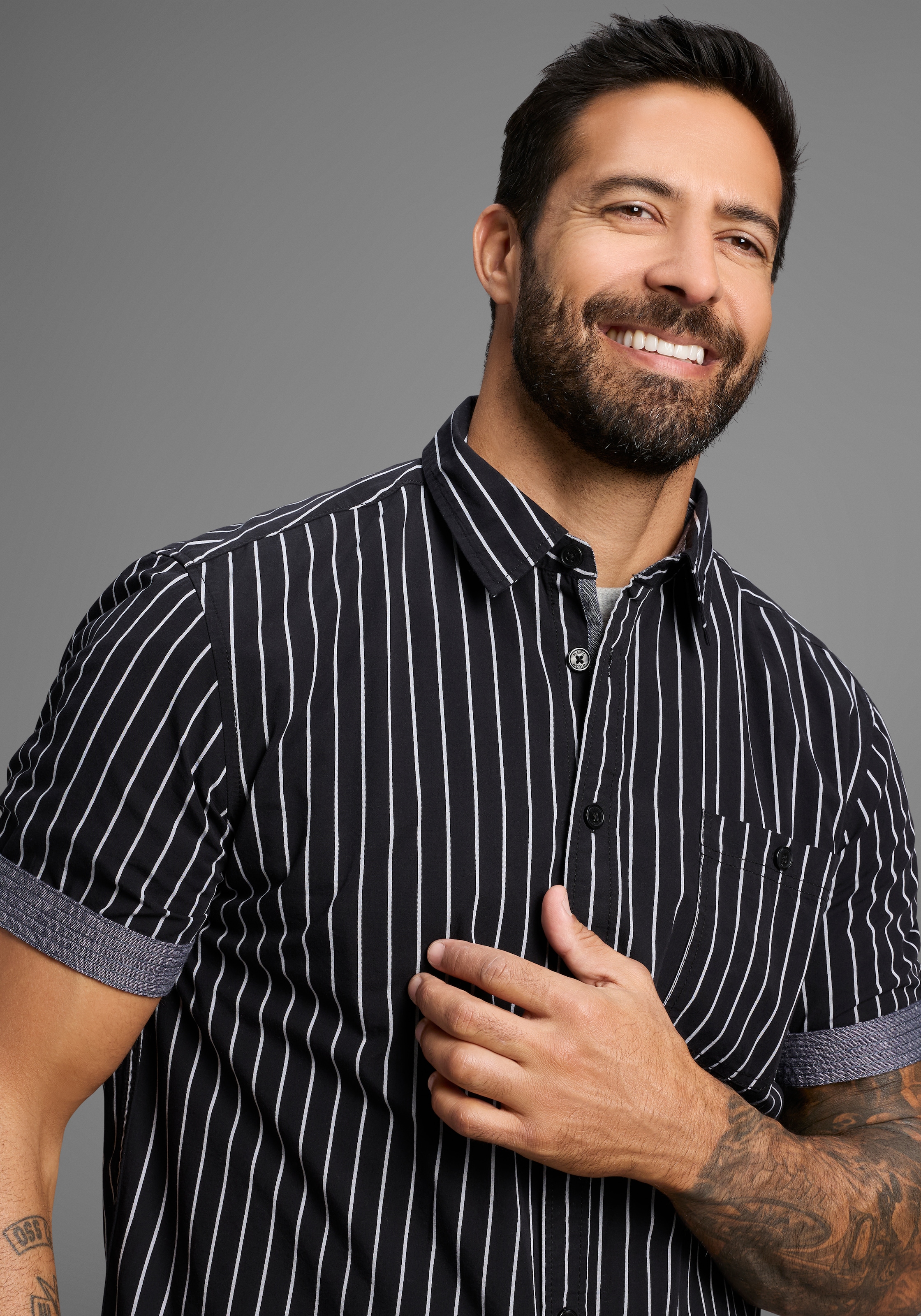 Man's World Chemise à manches courtes modern gestreift