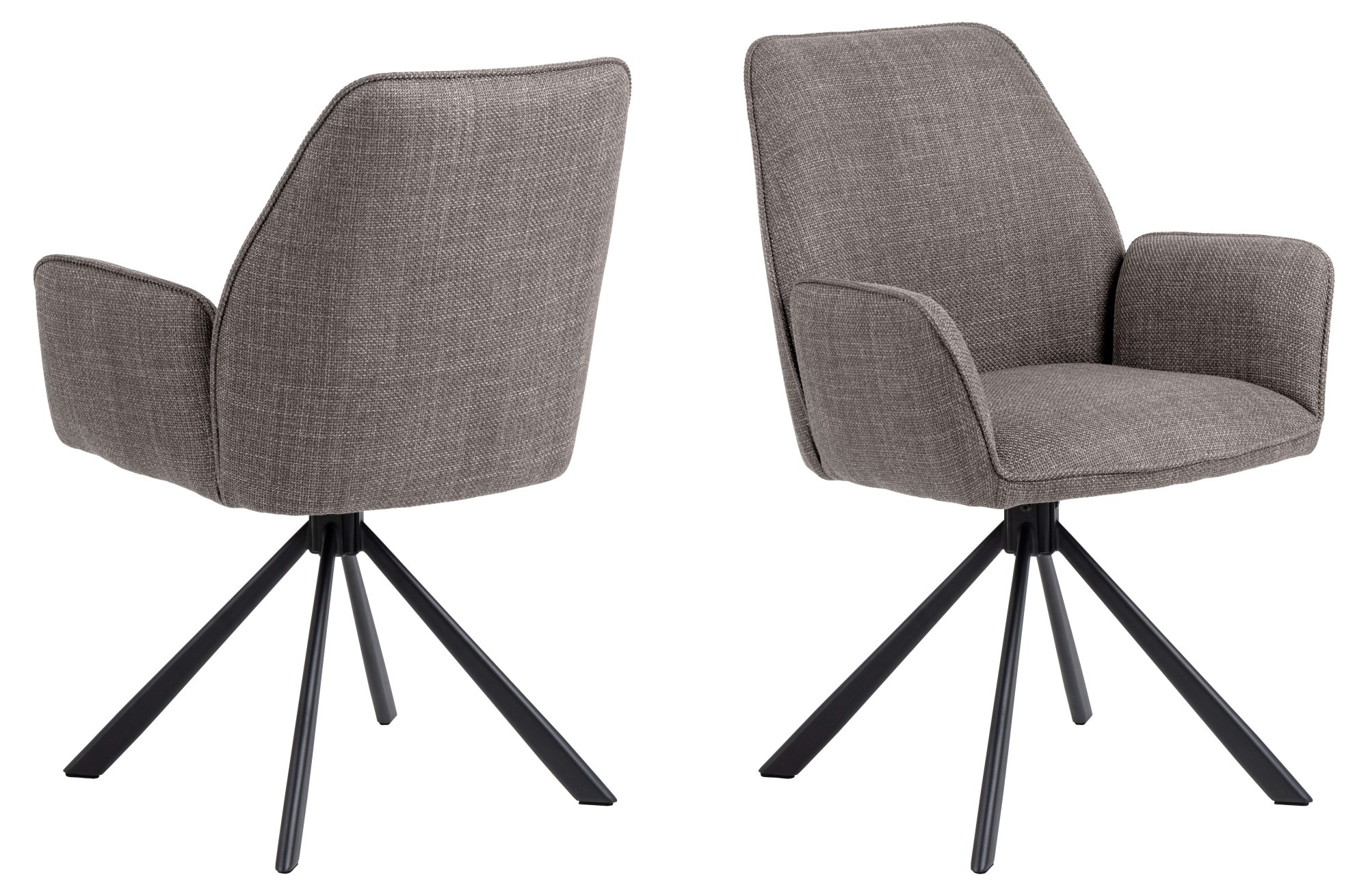 ACTONA GROUP Chaise de salle à manger »Glenda 2er-Set, 360° drehbar, mit Armlehnen, in mehreren Farben« () rembourré, avec accoudoir, pieds en acier noir, pivotant, lot de 2