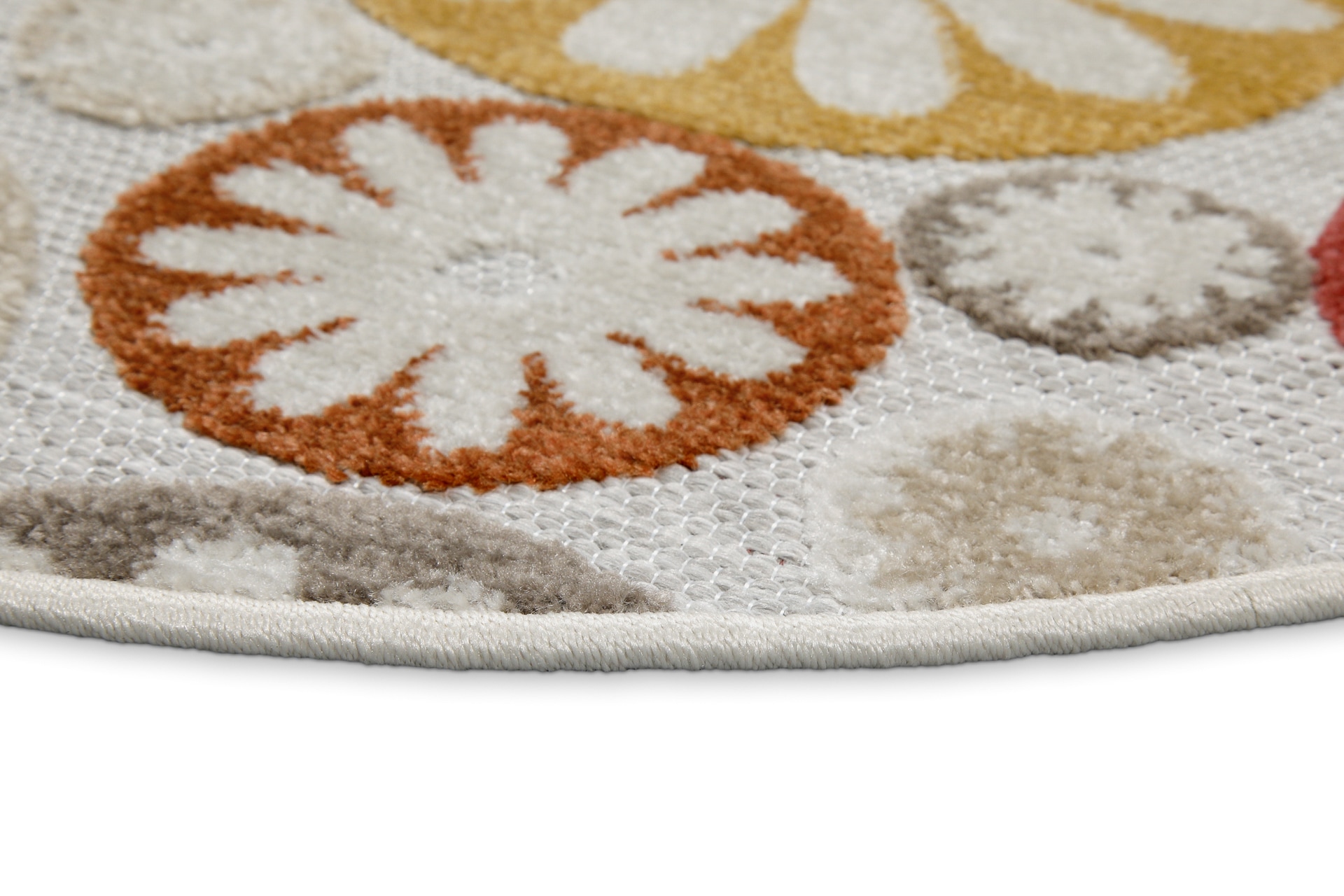 Wecon home Tapis d'extérieur »Flowerdrops« Rond 5 mm Höhe für Innen & Aussen, strapazierfähig, pflegeleicht, Hoch-Tief Effekt