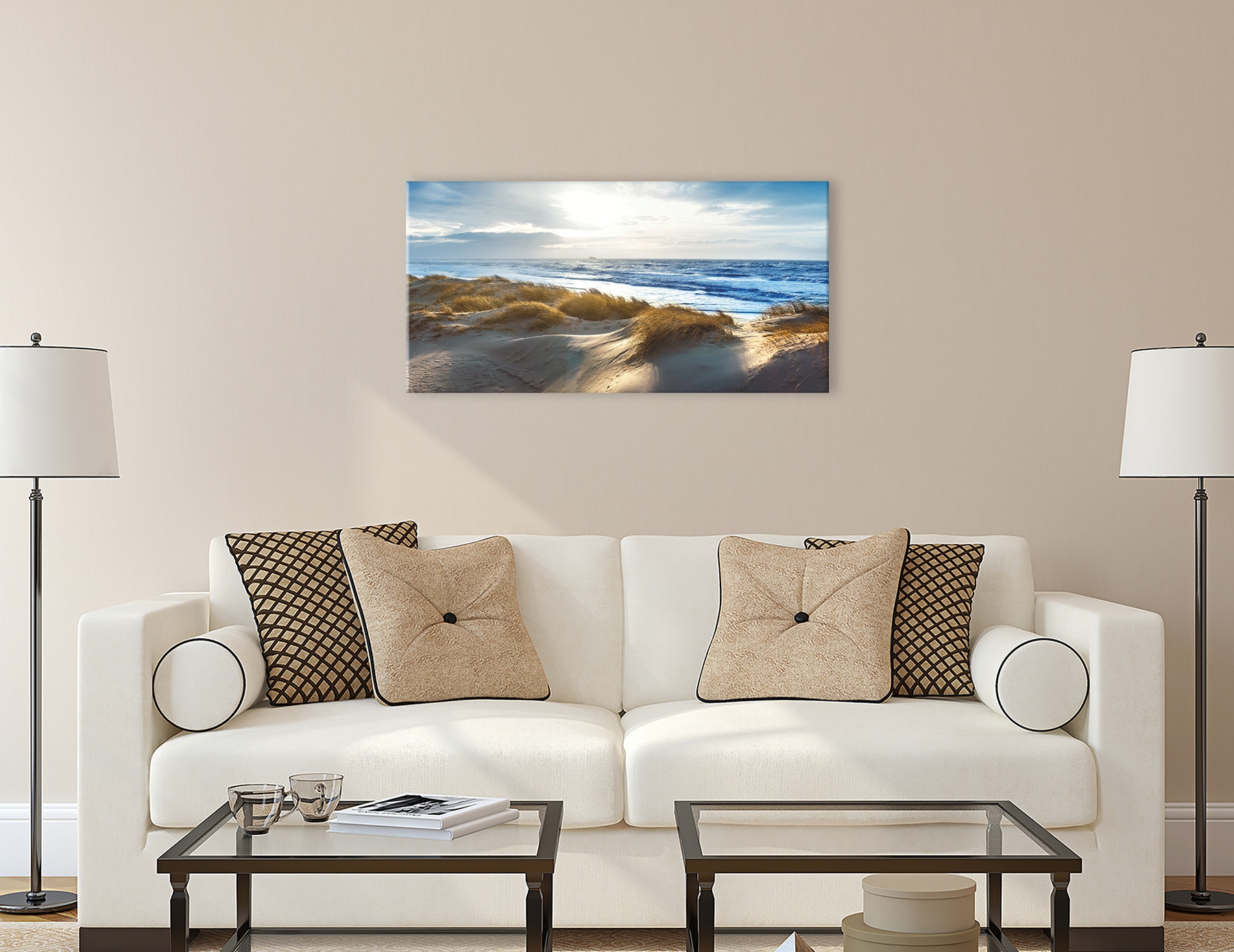 Bönninghoff Tableau sur toile »Wandbild DÜNE – Leinwandbild Keilrahmen Deko modern« Dune | Mer | Plage 1 cuis tlg. tendu sur châssis