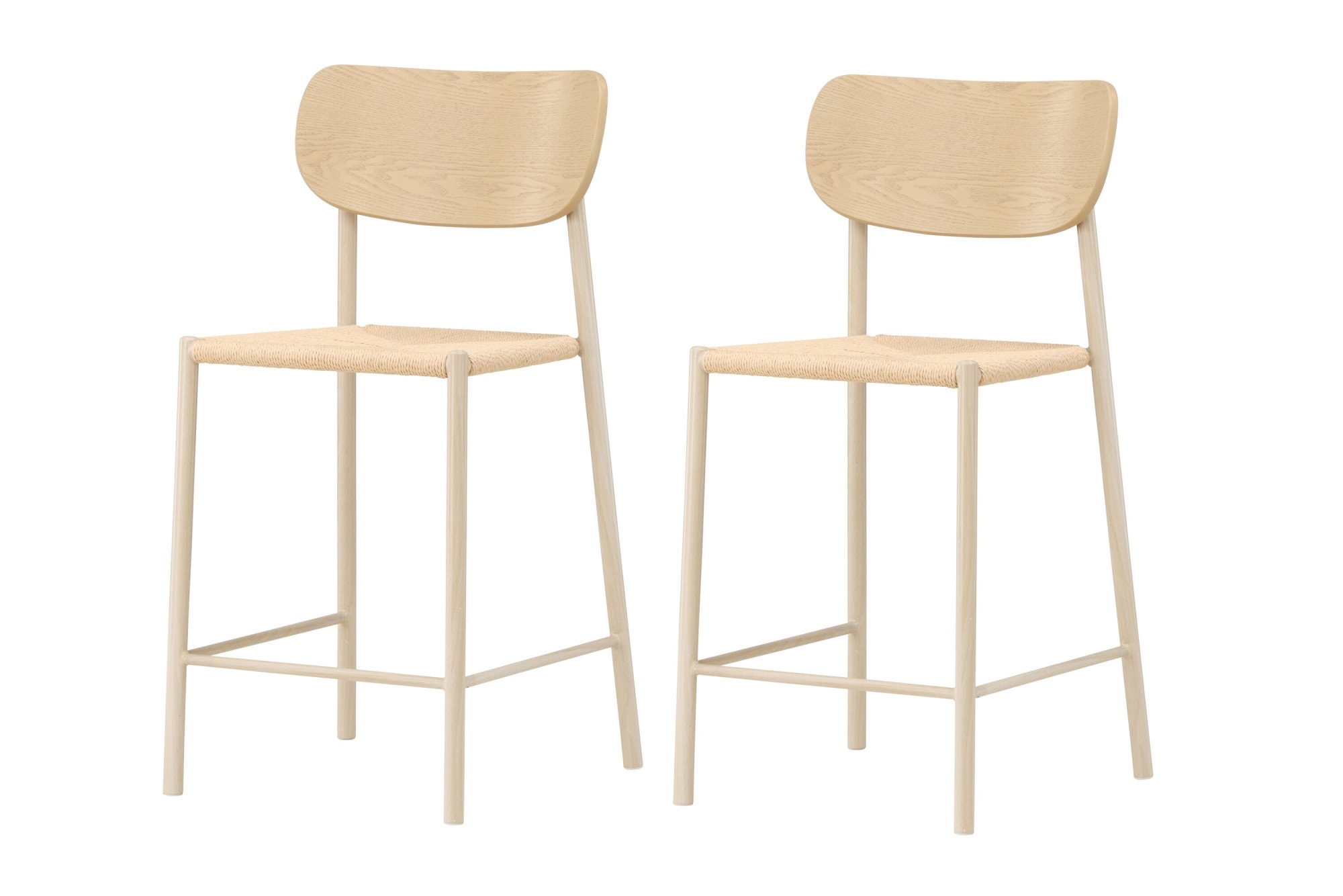 Venture Home Tabouret de bar »Polly, Barhocker mit Rückenlehne und geflochtenem Seilsitz, 120 kg« 1 cuis tlg. Tabouret de bar, rotin, cadre en acier, corde tressée, clair