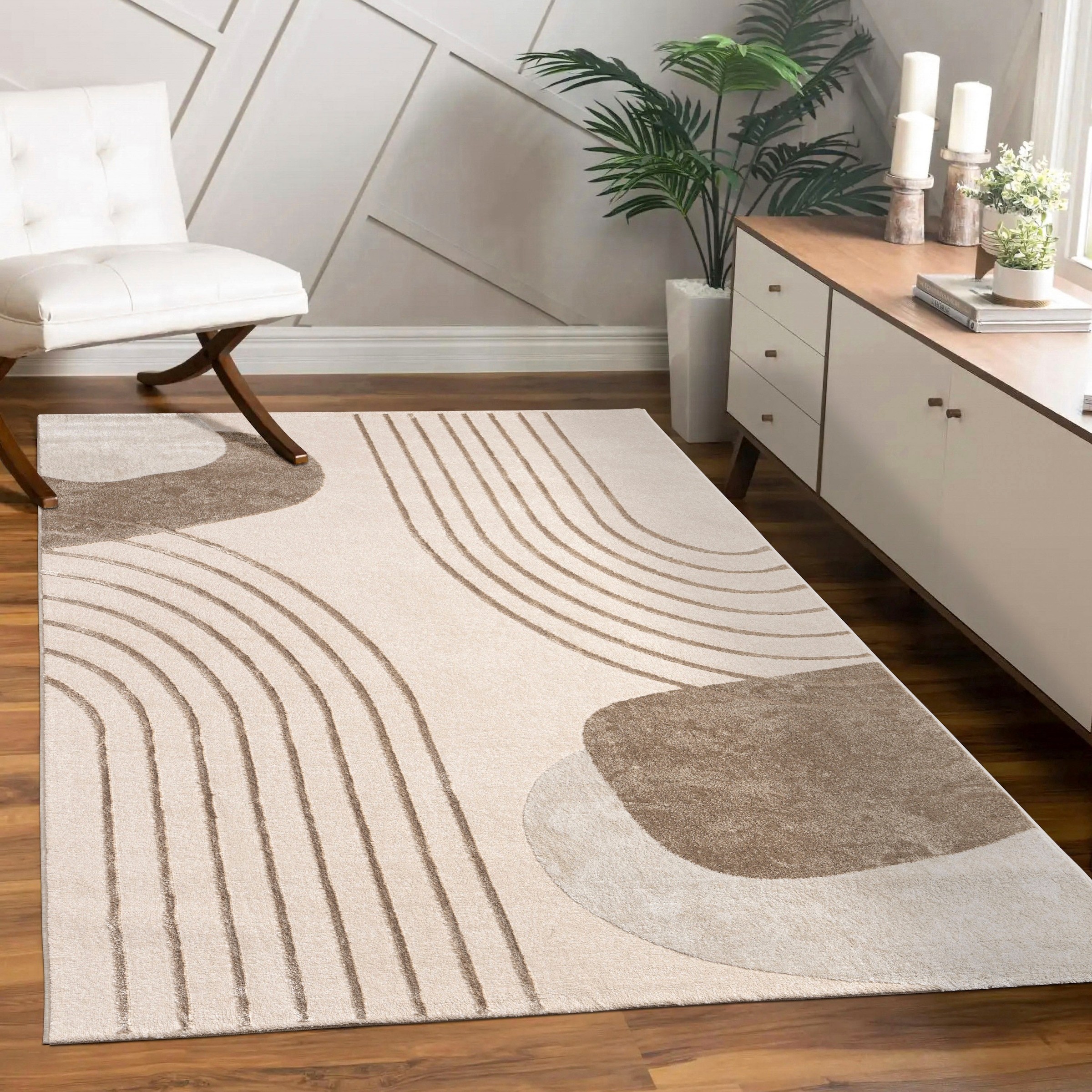 Paco Home Tapis »Tuana 216« Rectangulaire 15 mm Höhe Kurzflor, modernes Design, Regenbogen, Hoch-Tief Struktur, Scandi-Look