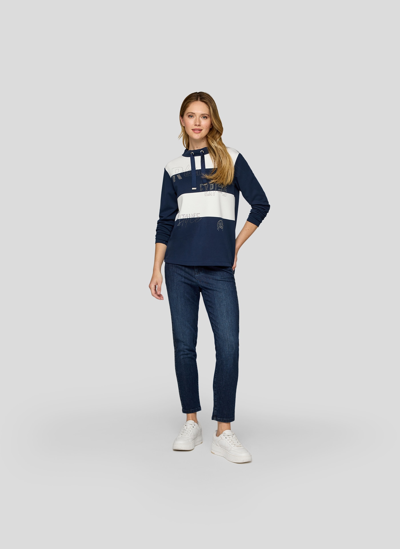 Rabe T-shirt à manches longues in Colorblocking-Optik und mit Glitzersteinen