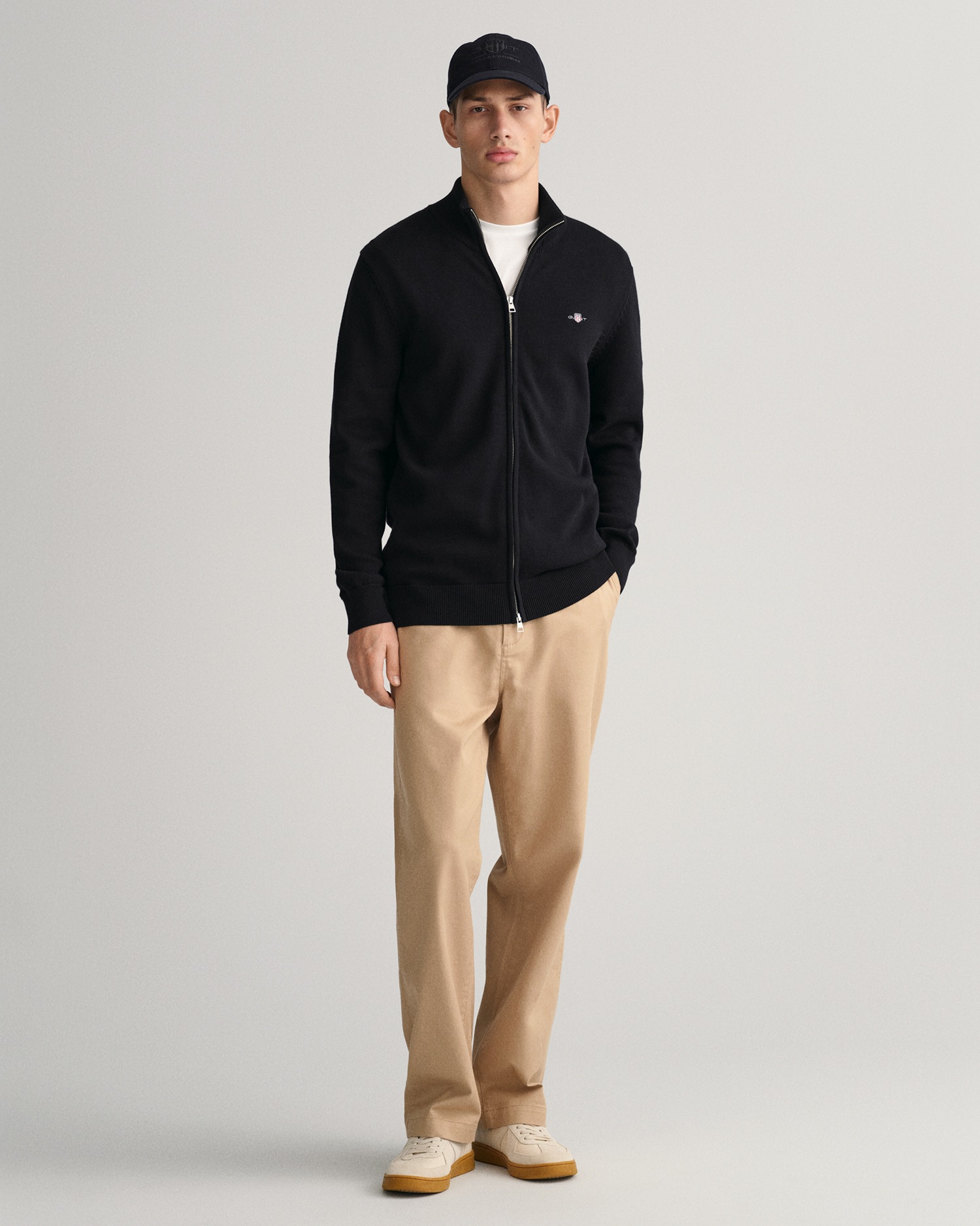 Gant Cardigan »CASUAL COTTON ZIP CARDIGAN« avec bord-côte au col montant, aux manches et à l'ourlet