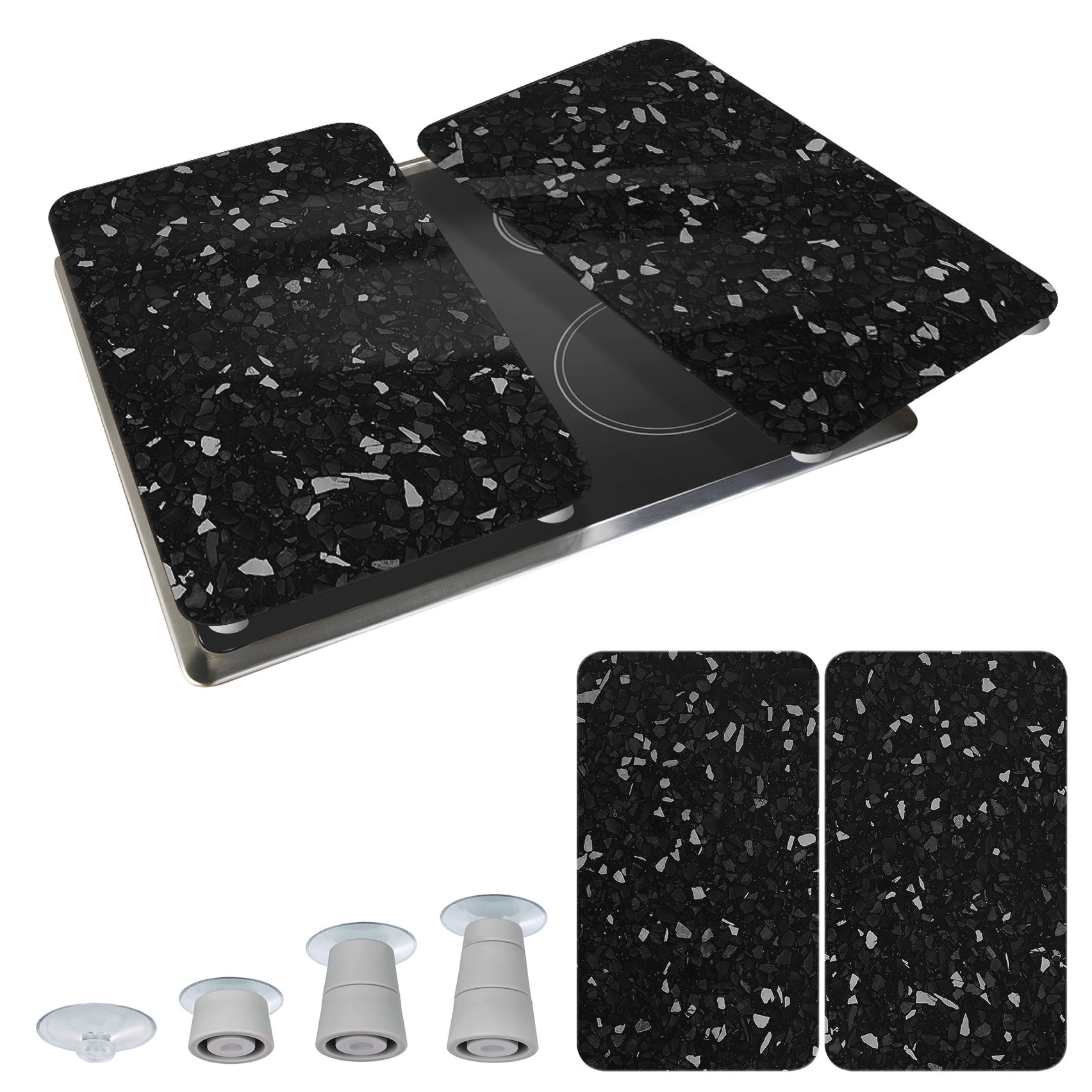 WENKO Herd-Abdeckplatte »Universal Modell Terrazzo« Herdabdeckung für alle Herdarten, kratzfest, mit rutschfesten Füssen
