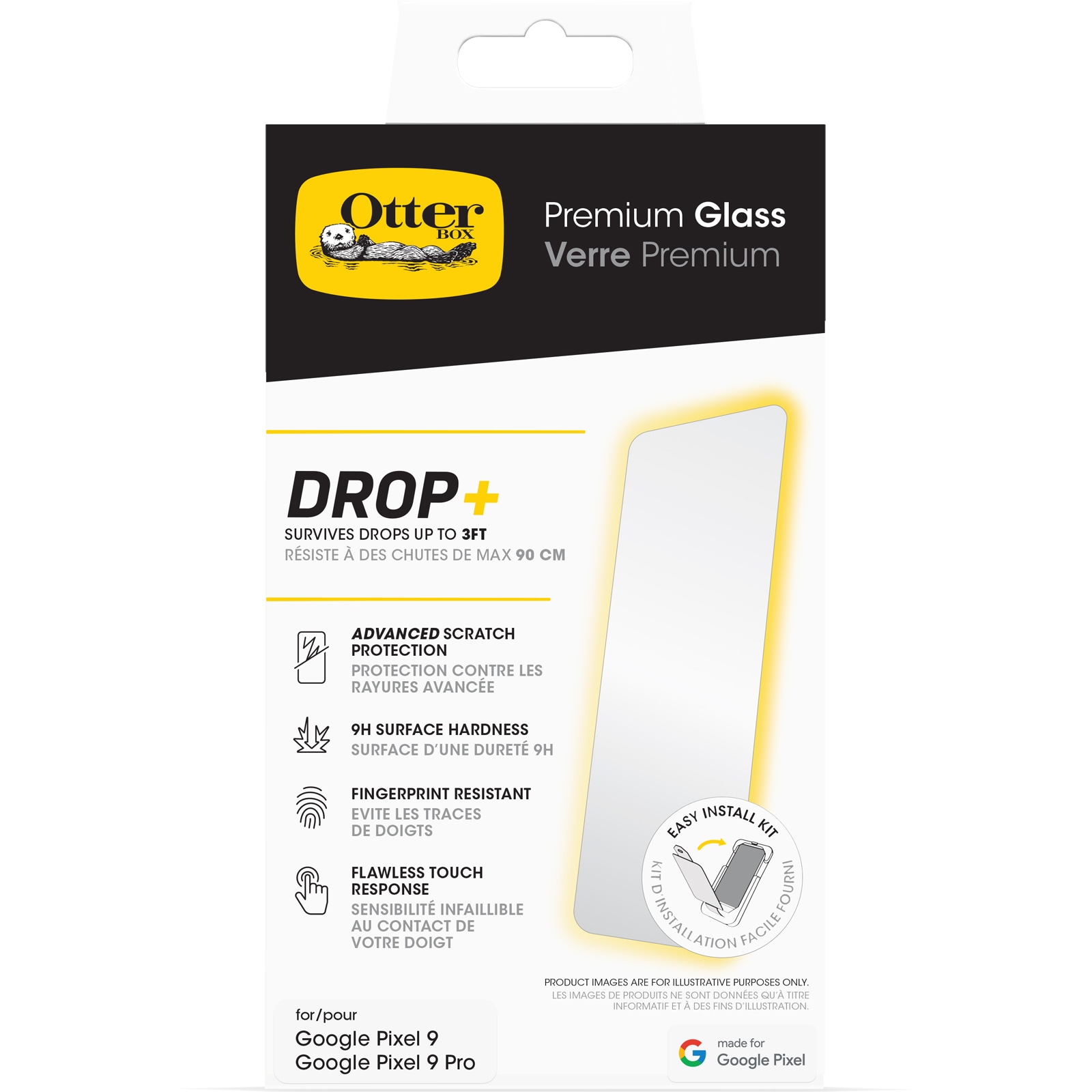 Otterbox Displayschutzfolie »Premium Glass« für Google Pixel 9;Google Pixel 9 Pro Displayschutzfolie, Schutzfolie, Bildschirmschutz, kratz- & stossfest