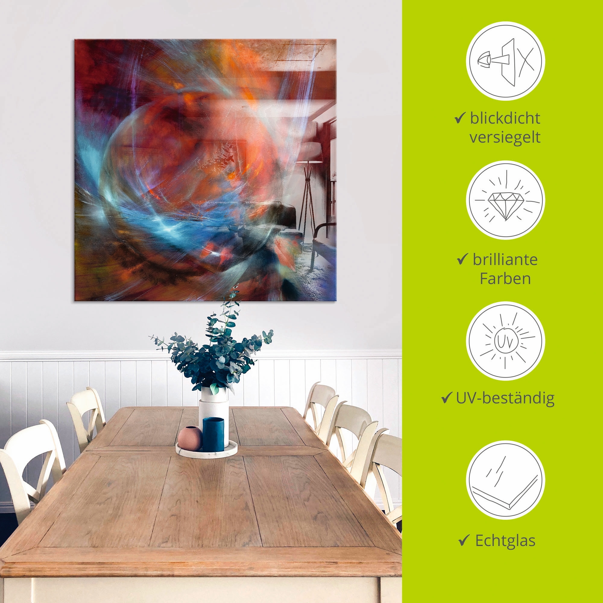 Artland Tableau en verre »Murmel« Motif 1 cuis tlg. disponible en plusieurs tailles
