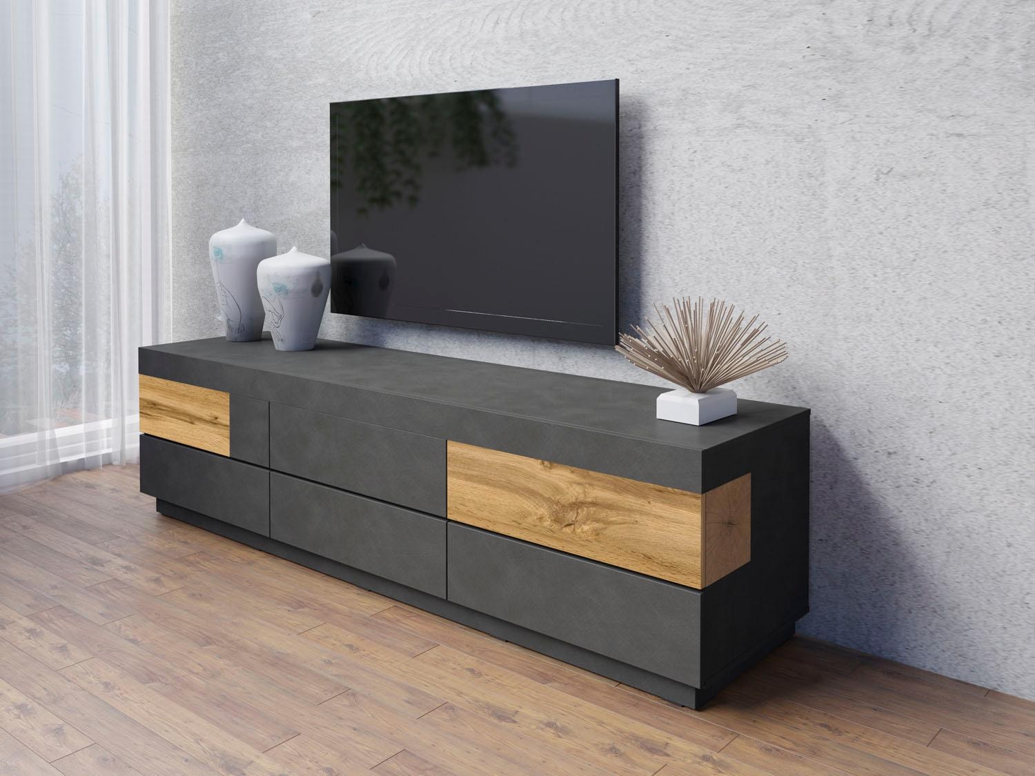 GOODproduct Lowboard »SILKE« Breite 206 cm, Hochglanzfronten