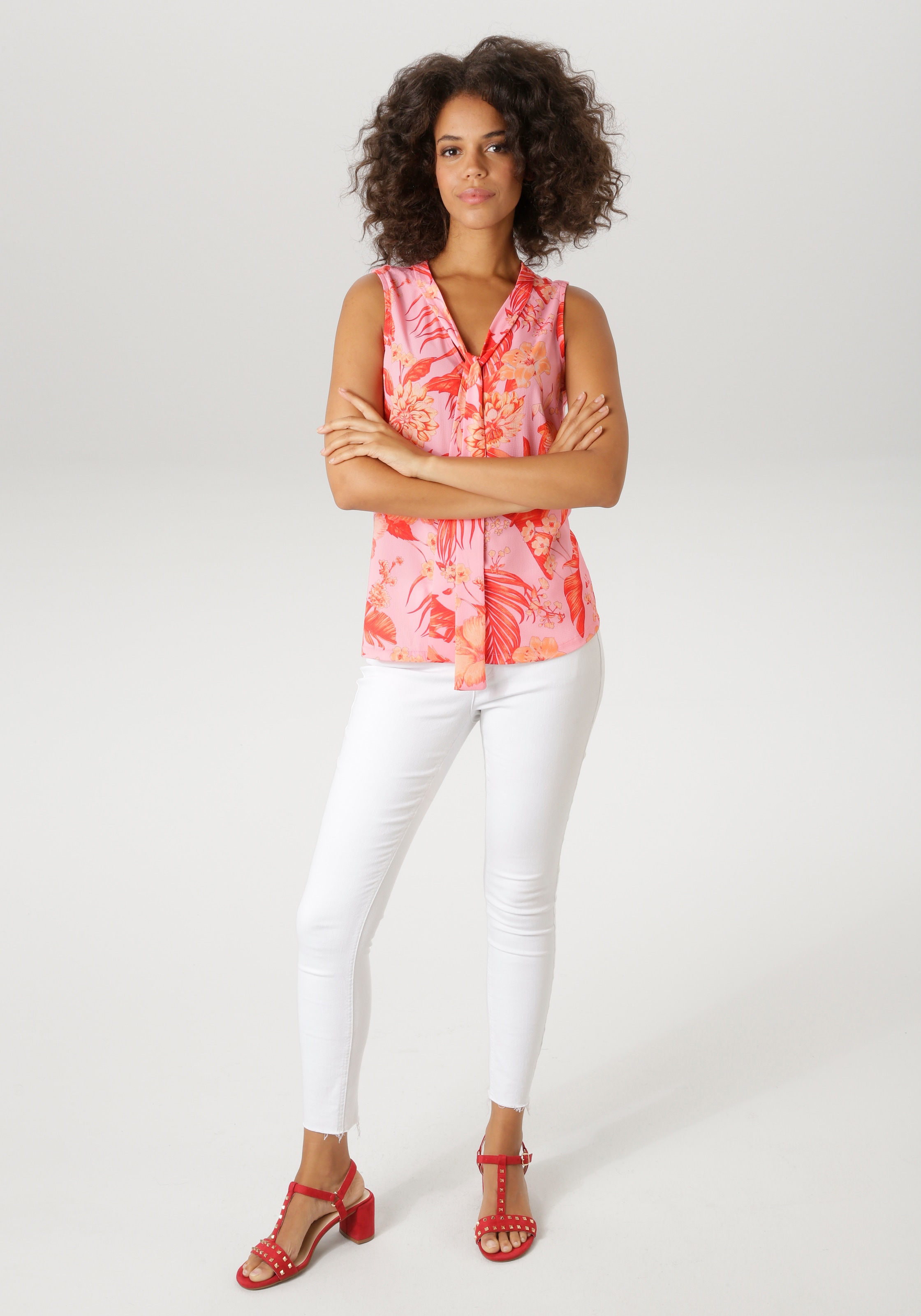 Aniston CASUAL Top chemisier mit farbharmonischen Blumen und Blättern bedruckt - NEUE KOLLEKTION