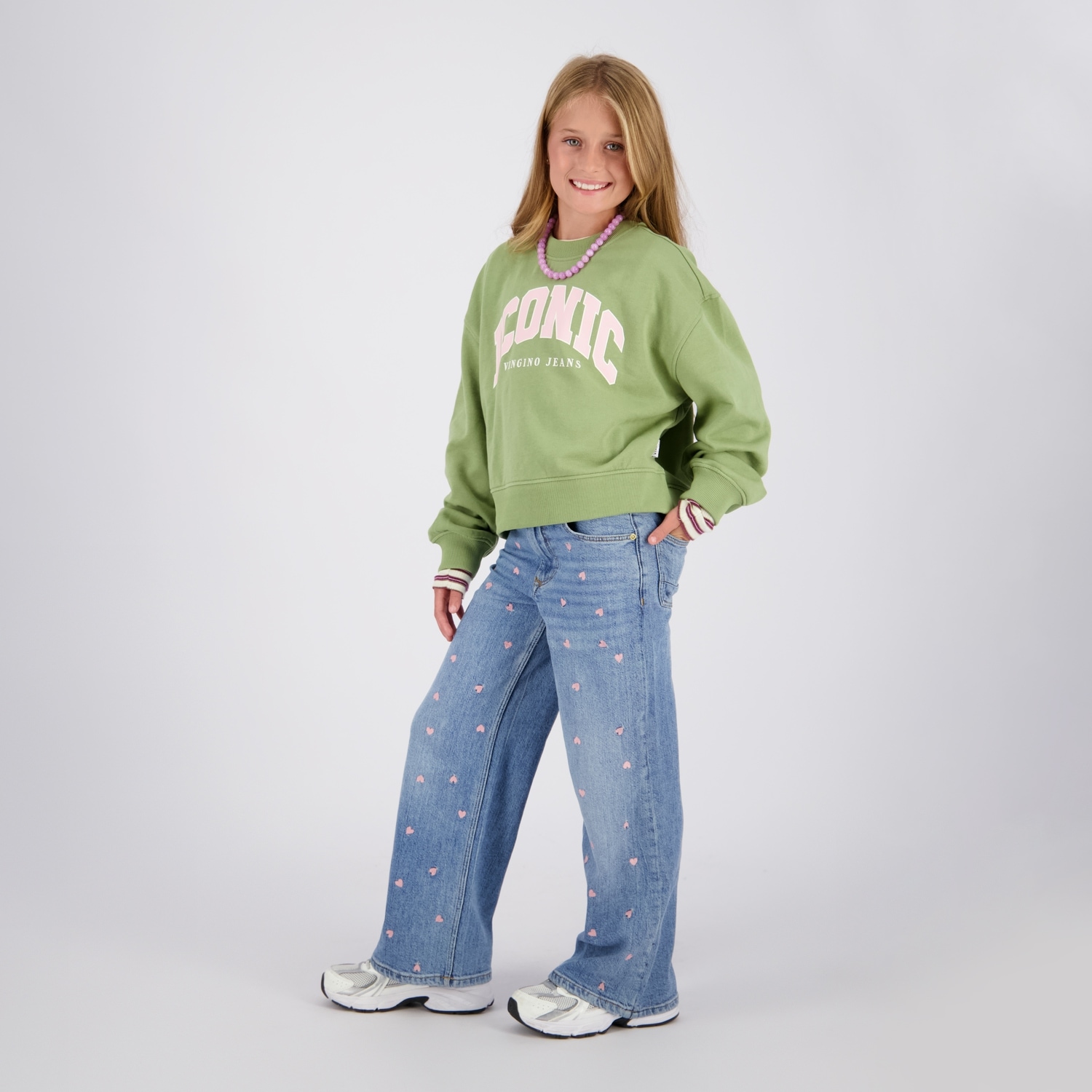 Vingino Jeans large »Cita Special« style 5 poches, brodé, jambe large