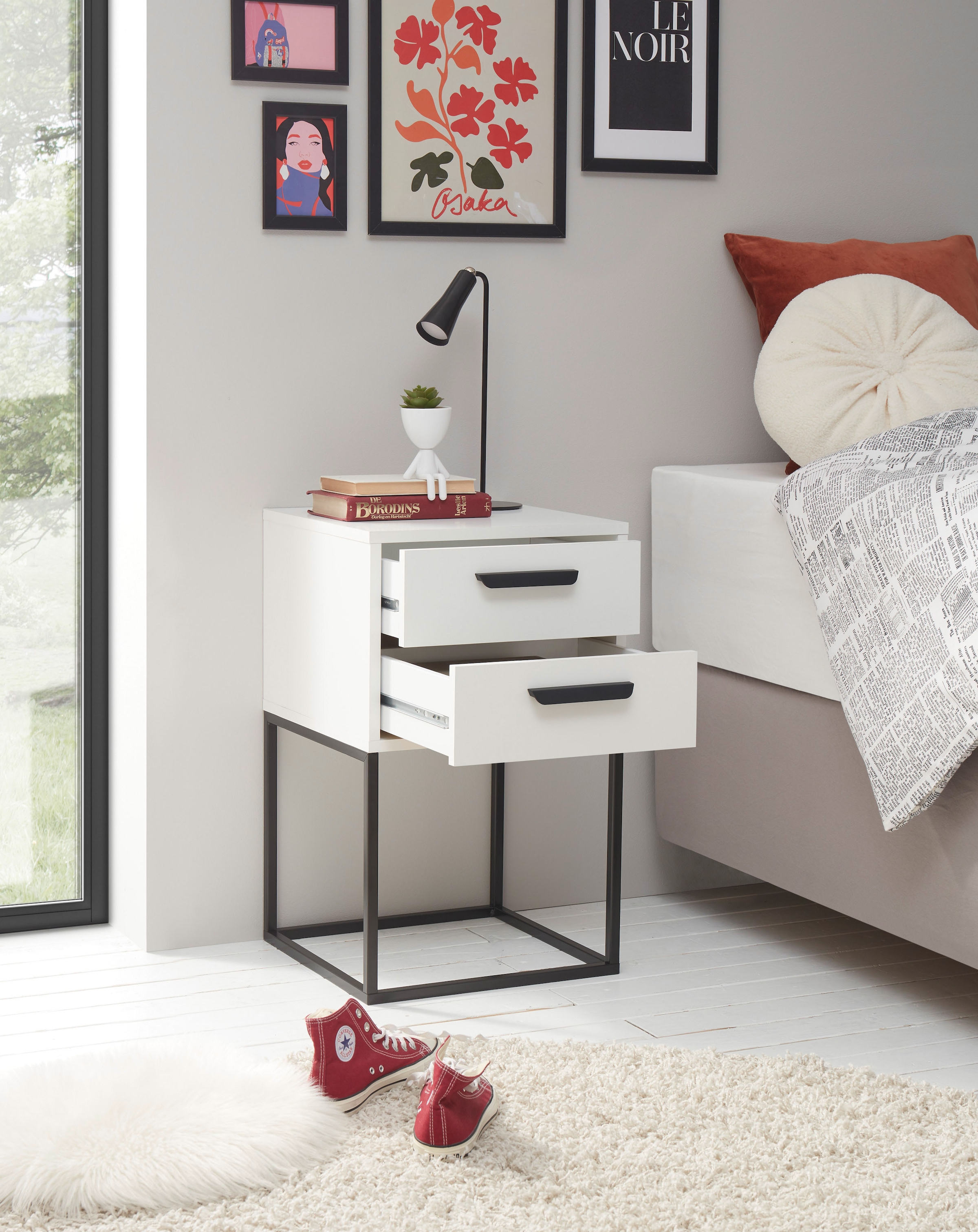 Schlafkontor Nachtkommode »Suna Kommode, Nachttisch, Nachtschrank« auf Metallgestell