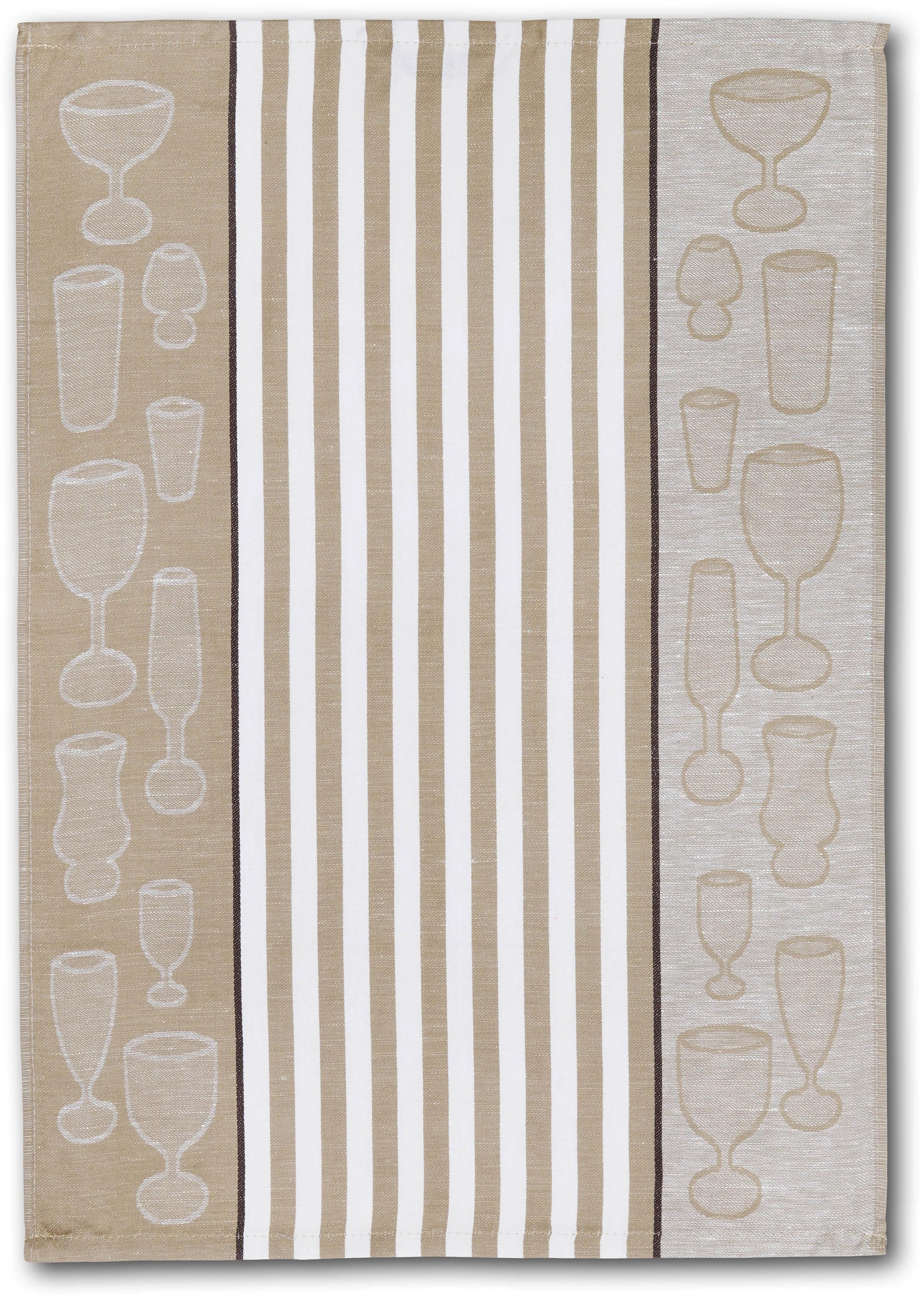 Dyckhoff Chiffon à vaisselle »Gläser / Halbleinen« avec motif lunettes et rayures, dimensions par tissu env. 50x70 cm