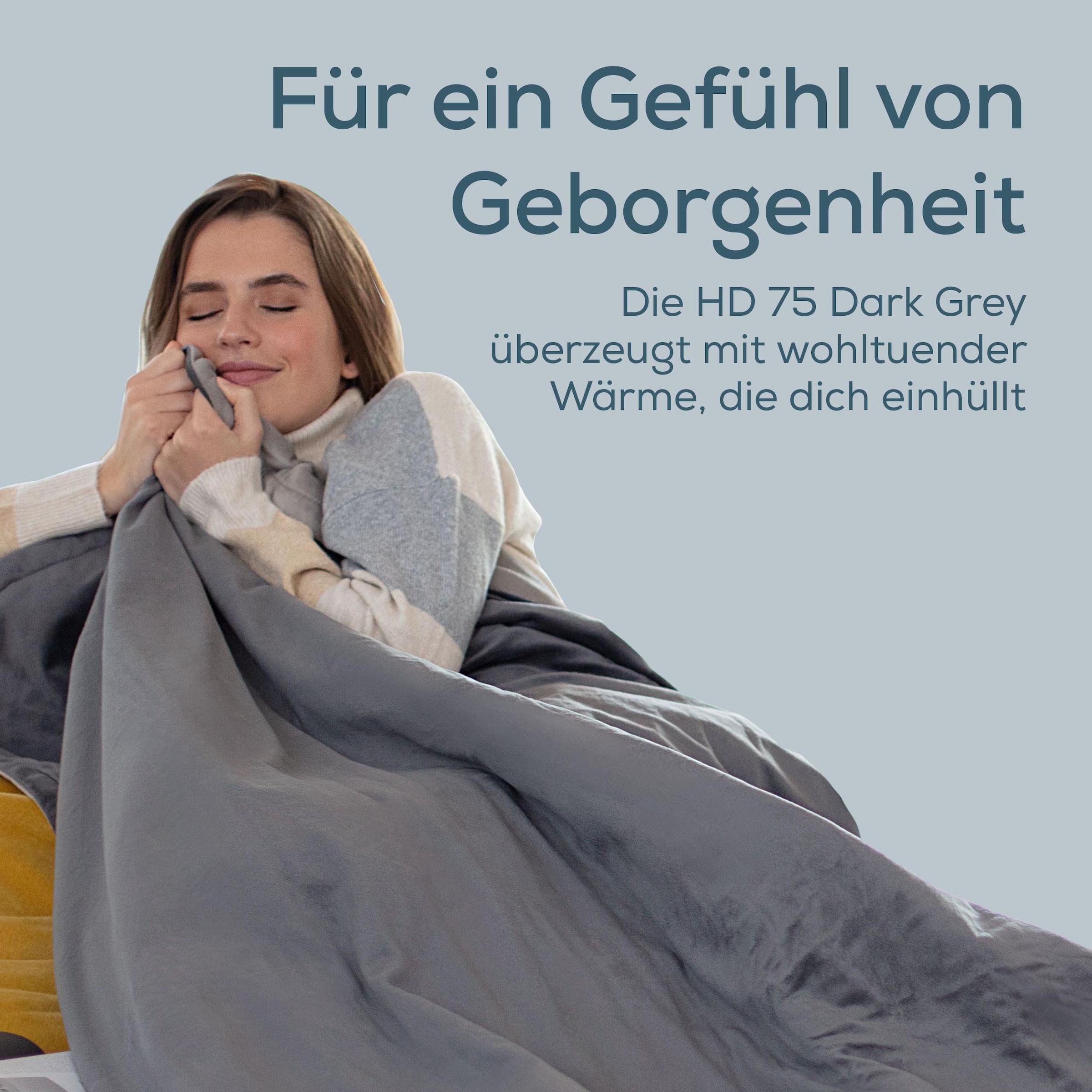 BEURER Couverture chauffante »HD 75 Cosy Dark-Grey, elektrische Wärmedecke zum Einkuscheln« avec 6 niveaux de température, arrêt automatique, lavable en machine