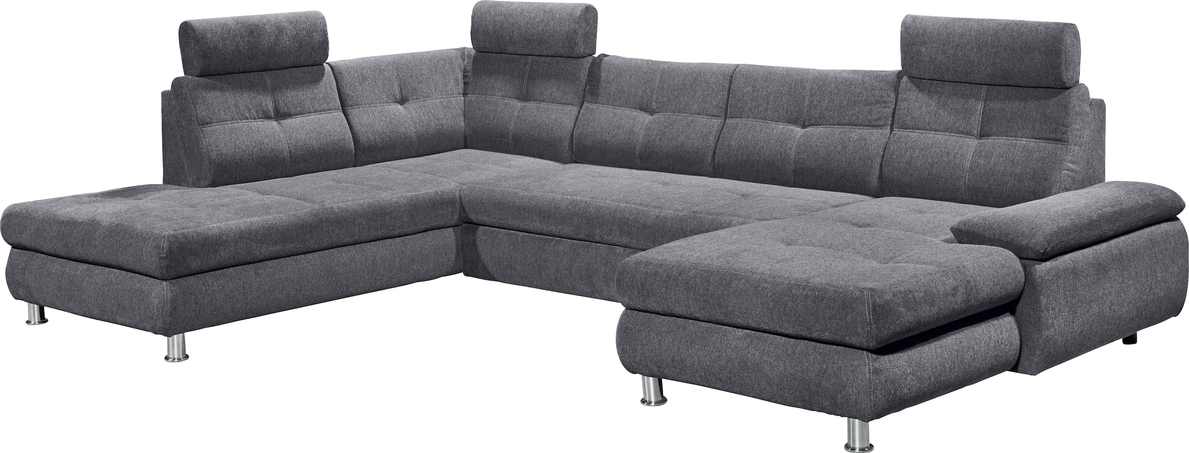 ED EXCITING DESIGN Paysage de salon »Alba U-Form« mit Bettfunktion, Bettkasten, Armteilverstellung & Kopfstützen