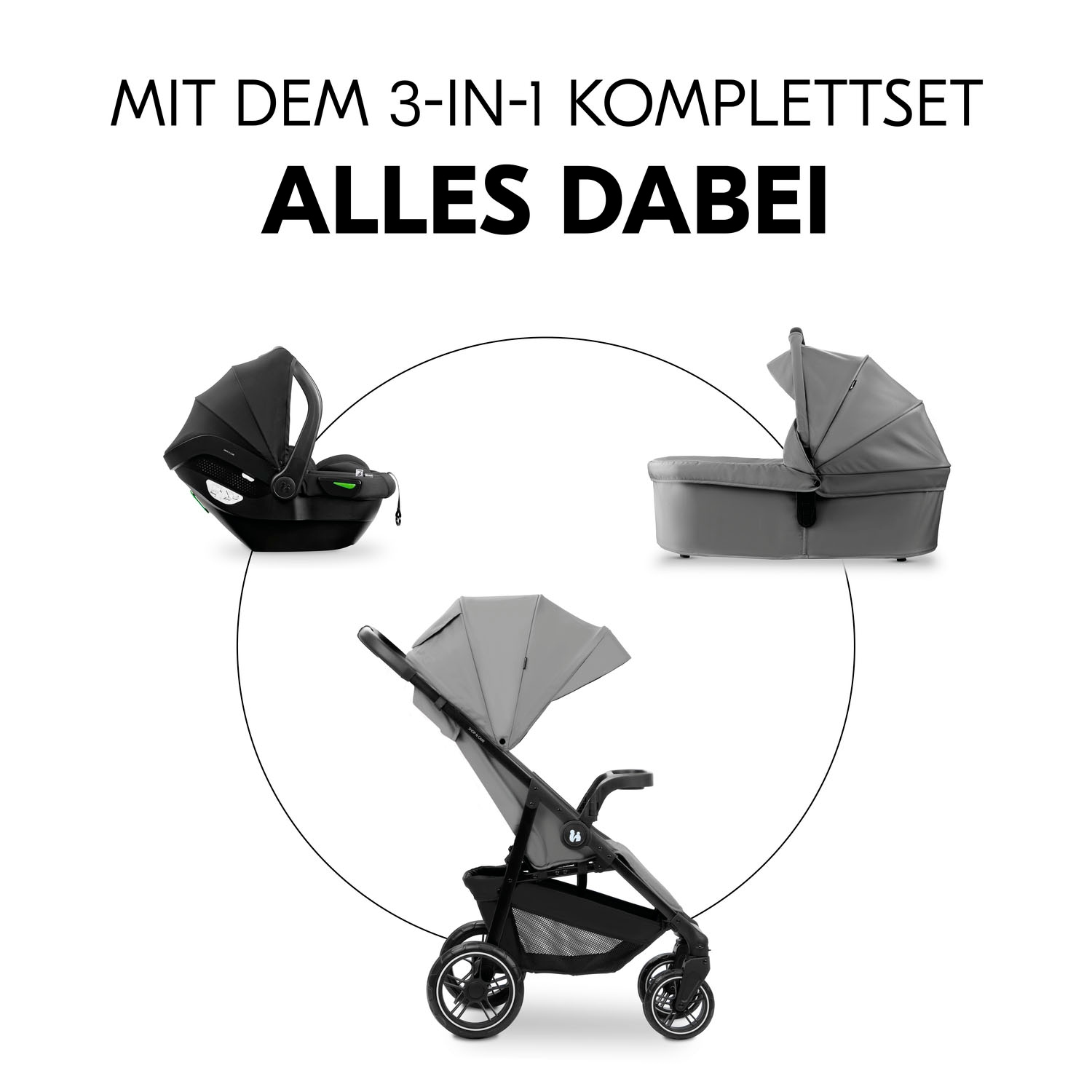 Hauck Poussette pour enfants »Shop N Care Trio Set« inkl. Babyschale, Babywanne und Adapter