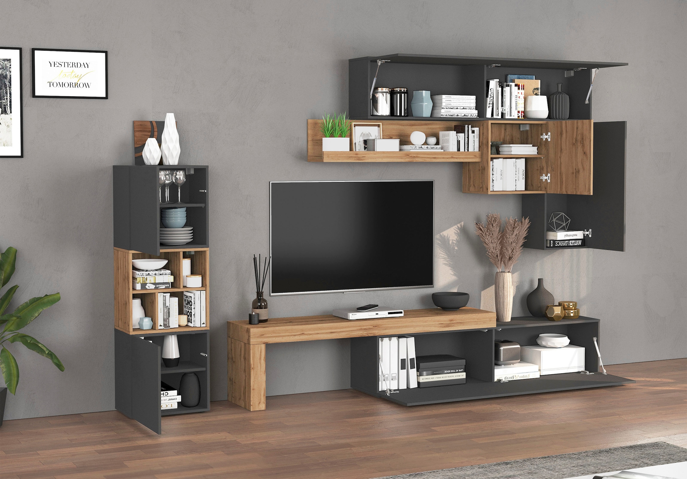 GOODproduct Meuble mural »Chronos Wohnwand, Medienwand, 8-er set« Set, 8 cuis tlg.