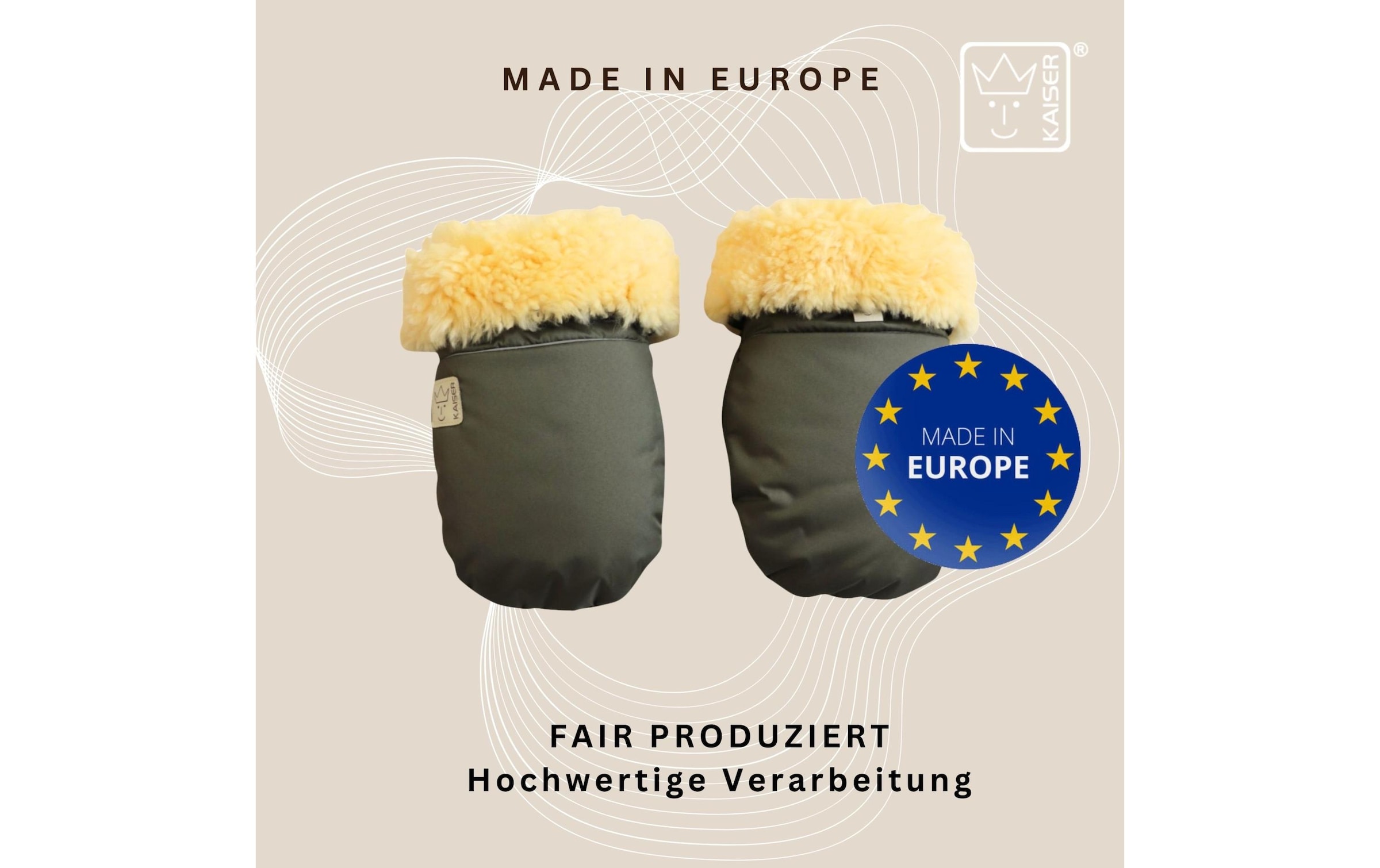 Kaiser Kinderwagen-Handwärmer »Handschuh Reflect Kiwa« Lammfell-Kinderwagenhandschuh