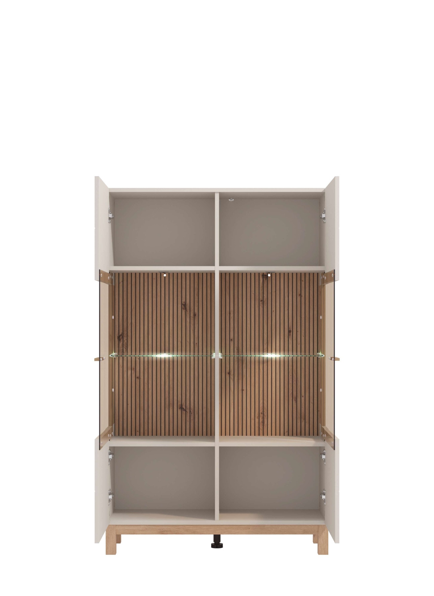 Home affaire Highboard »Essex, Hochkommode, Vitrine, Glasvitrine, Kombi-Highboard« Modernes Highboard in Kaschmir mit Glasfront & Lamellen-Optik